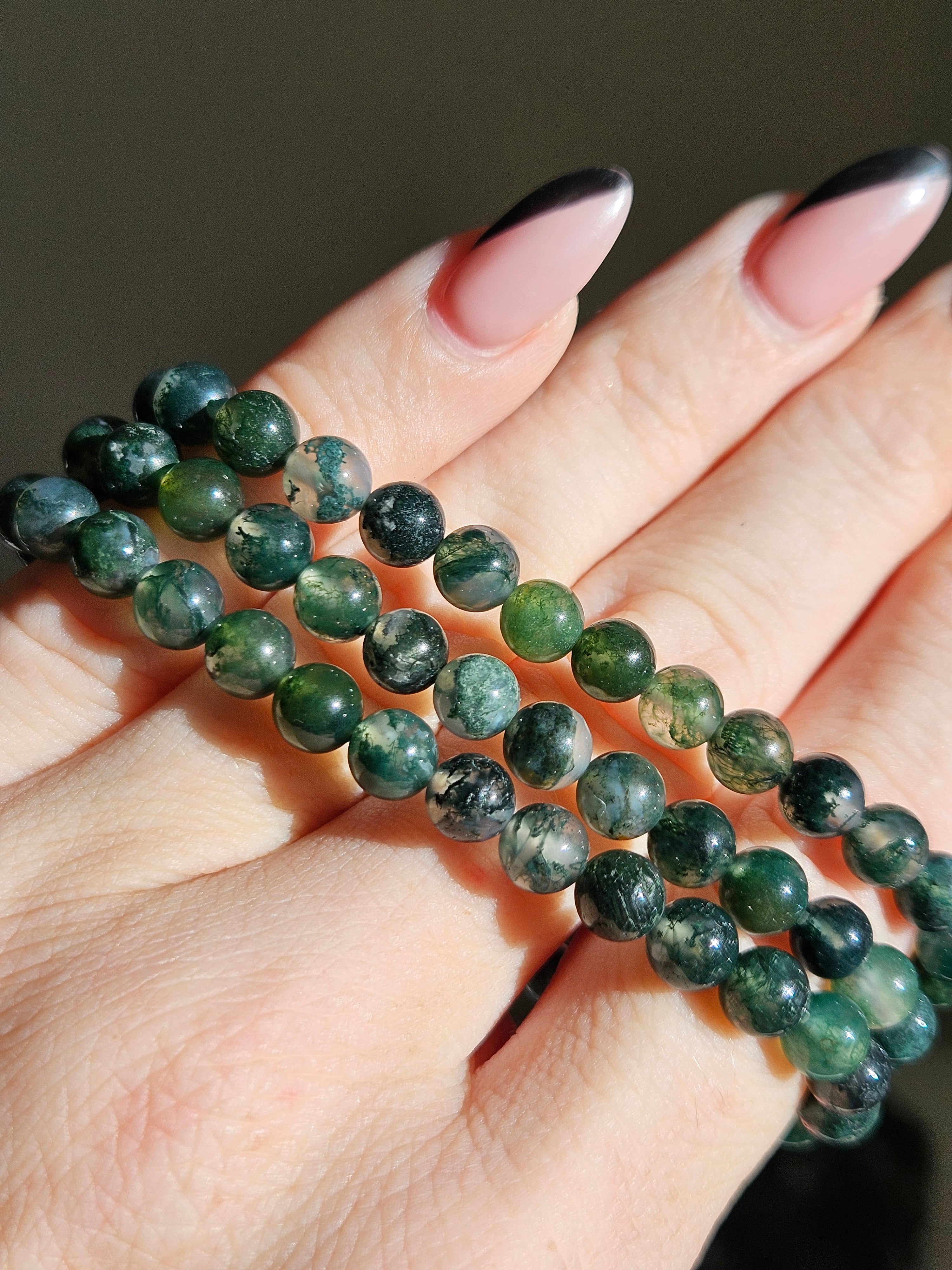 Moss Agate 3 wrap bracelet | 6mm