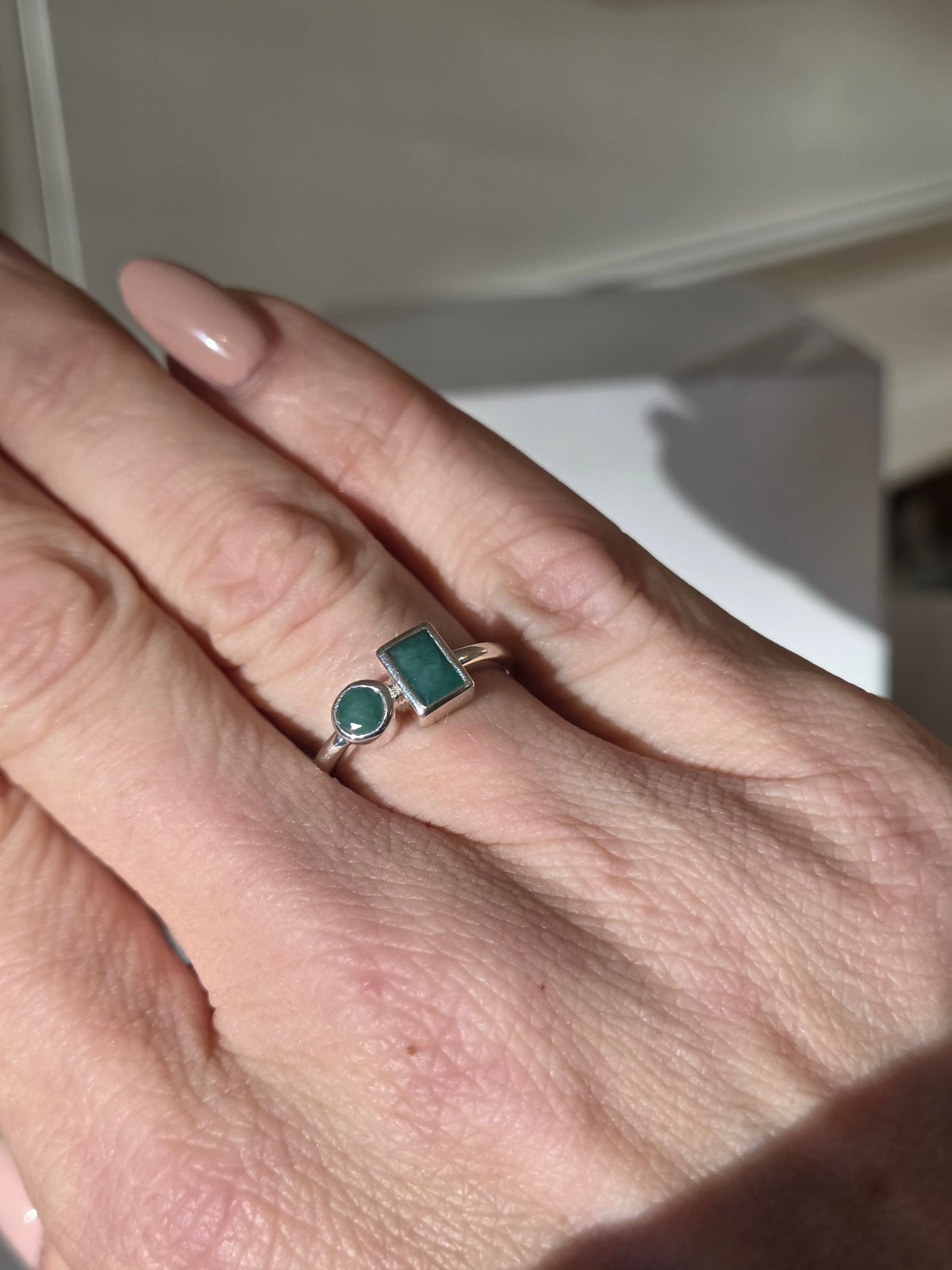 Size 7 | emerald Ring | silver 030