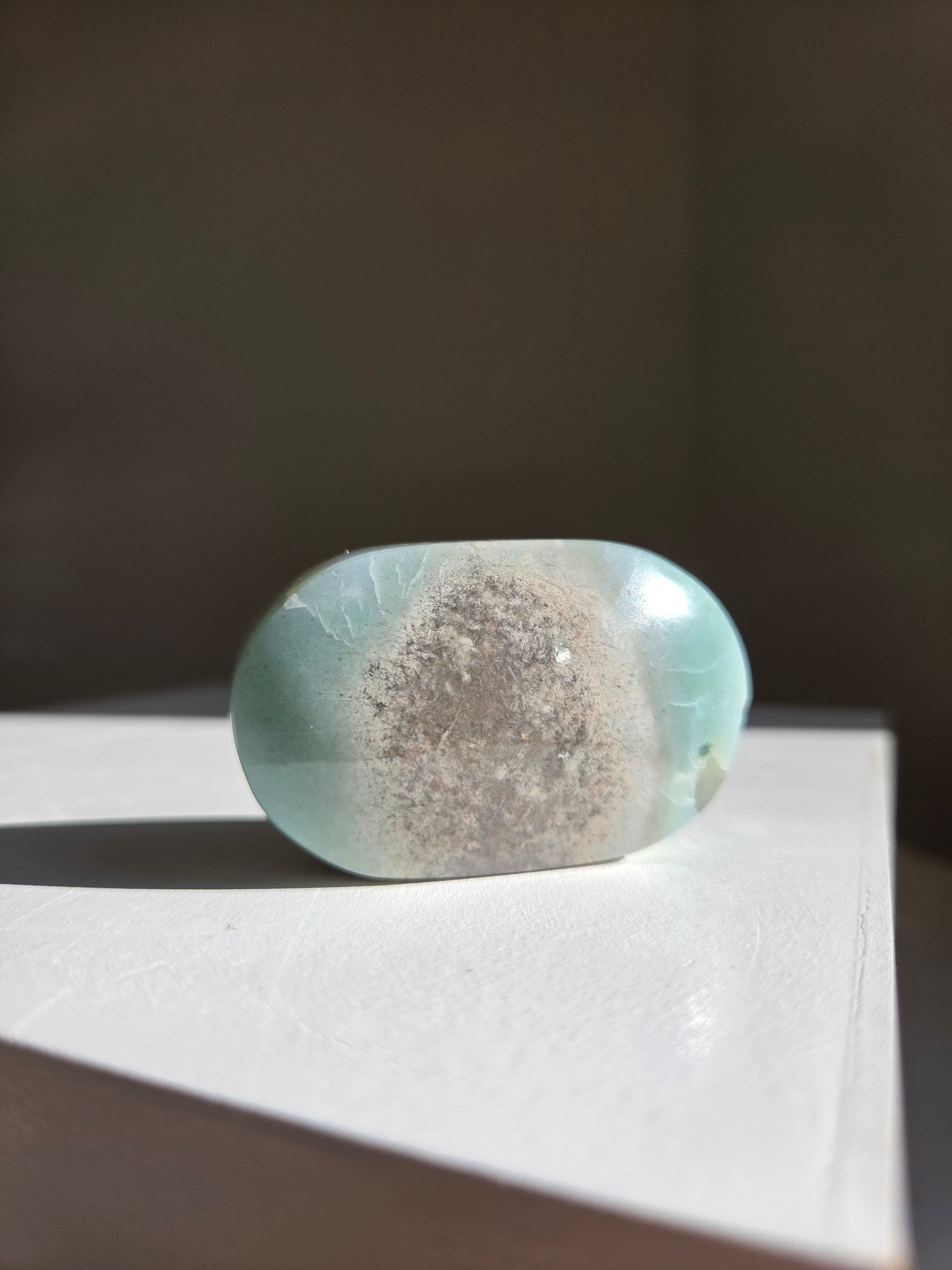 Green Flower Agate Palmstone 004