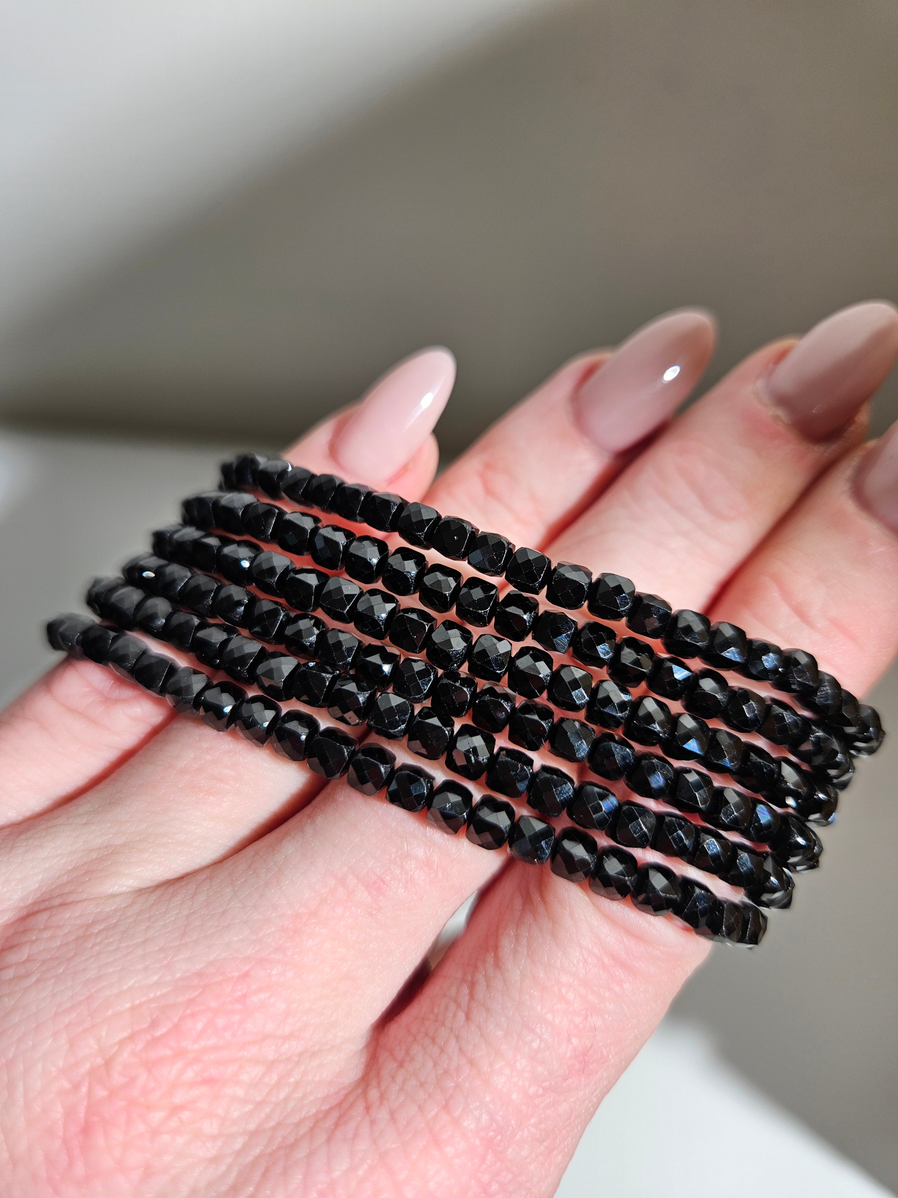 Black Spinel Bracelet | 5mm faceted