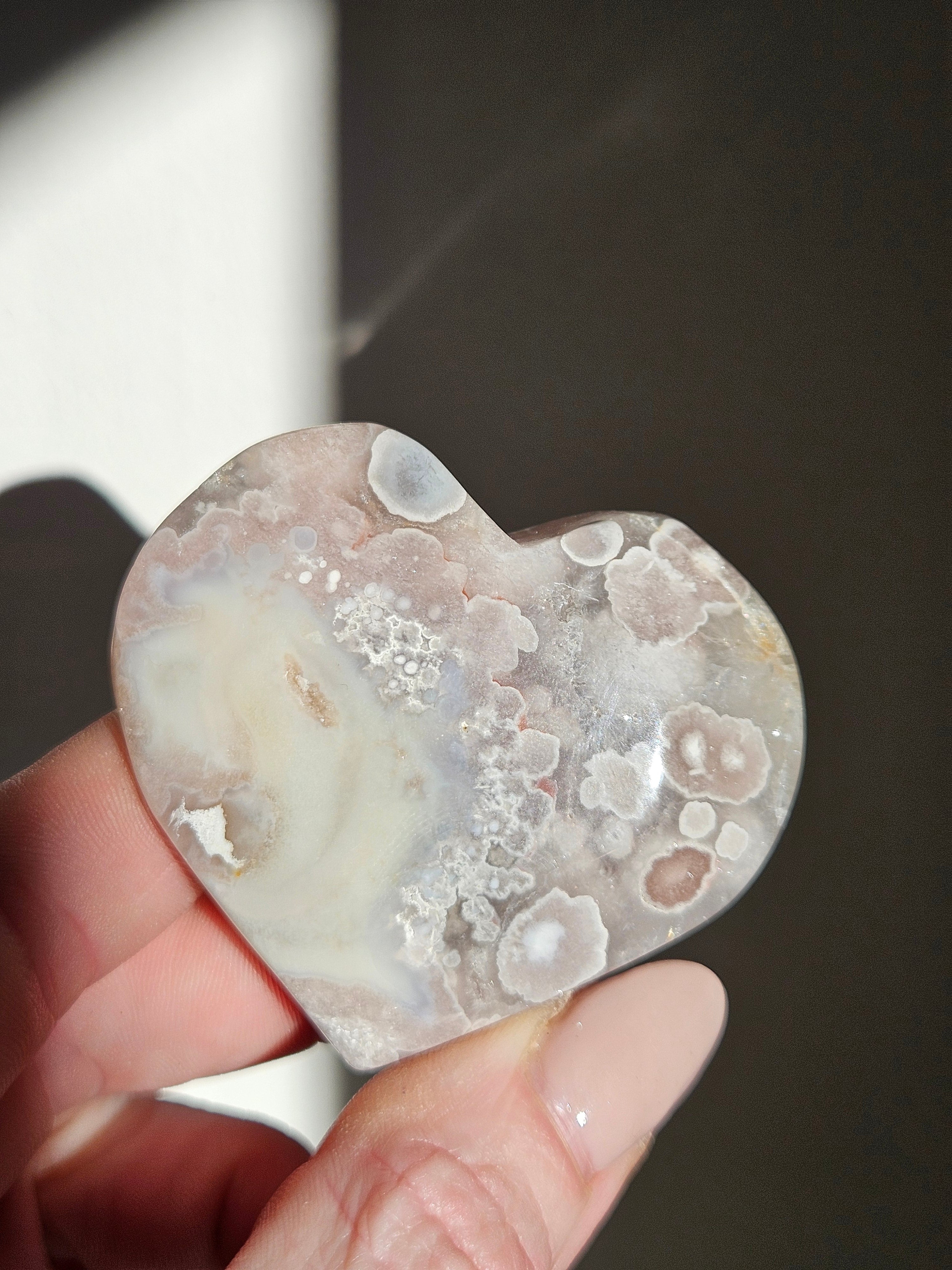 Flower Agate Heart 001