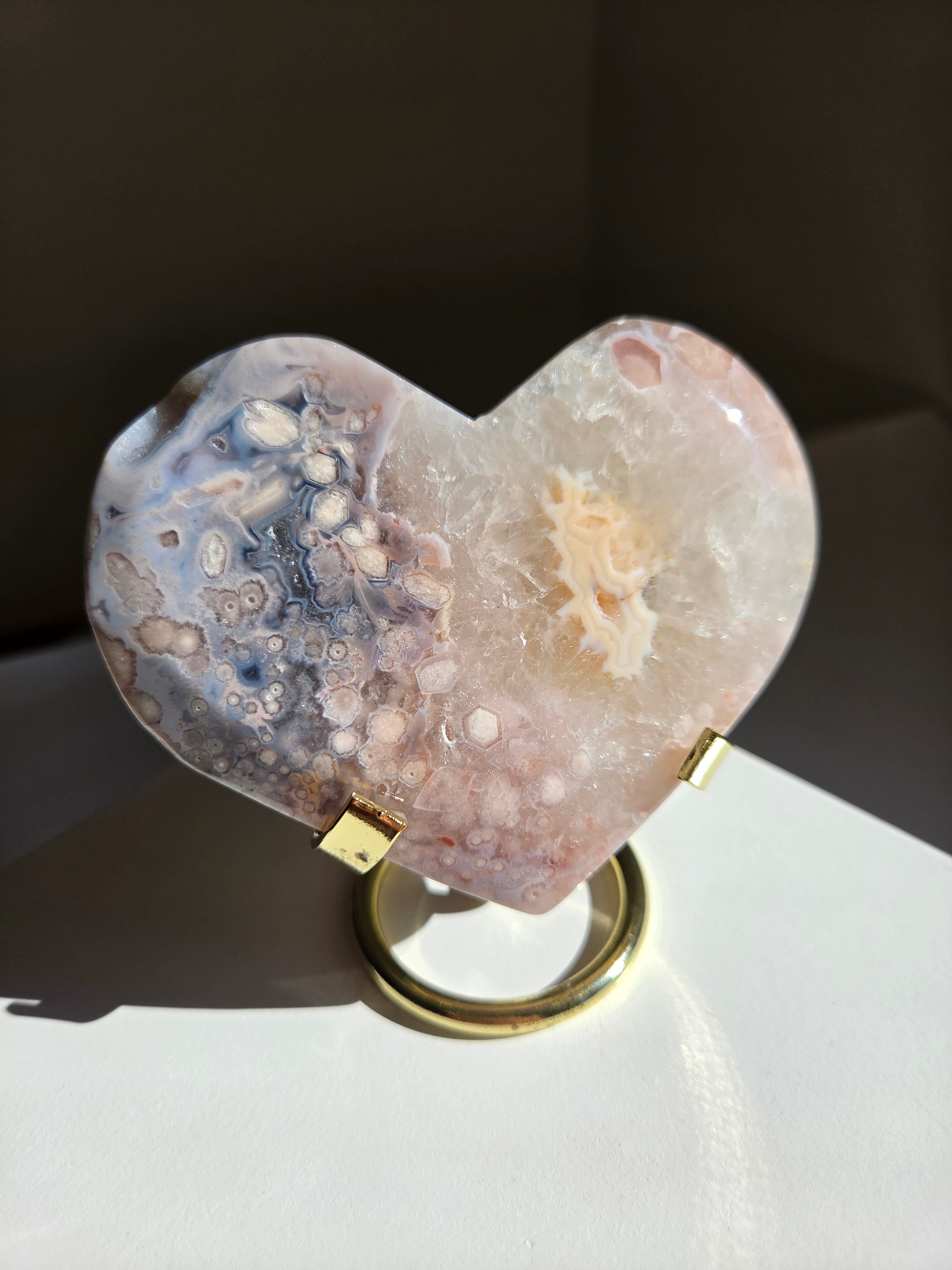 Flower Agate Heart 006