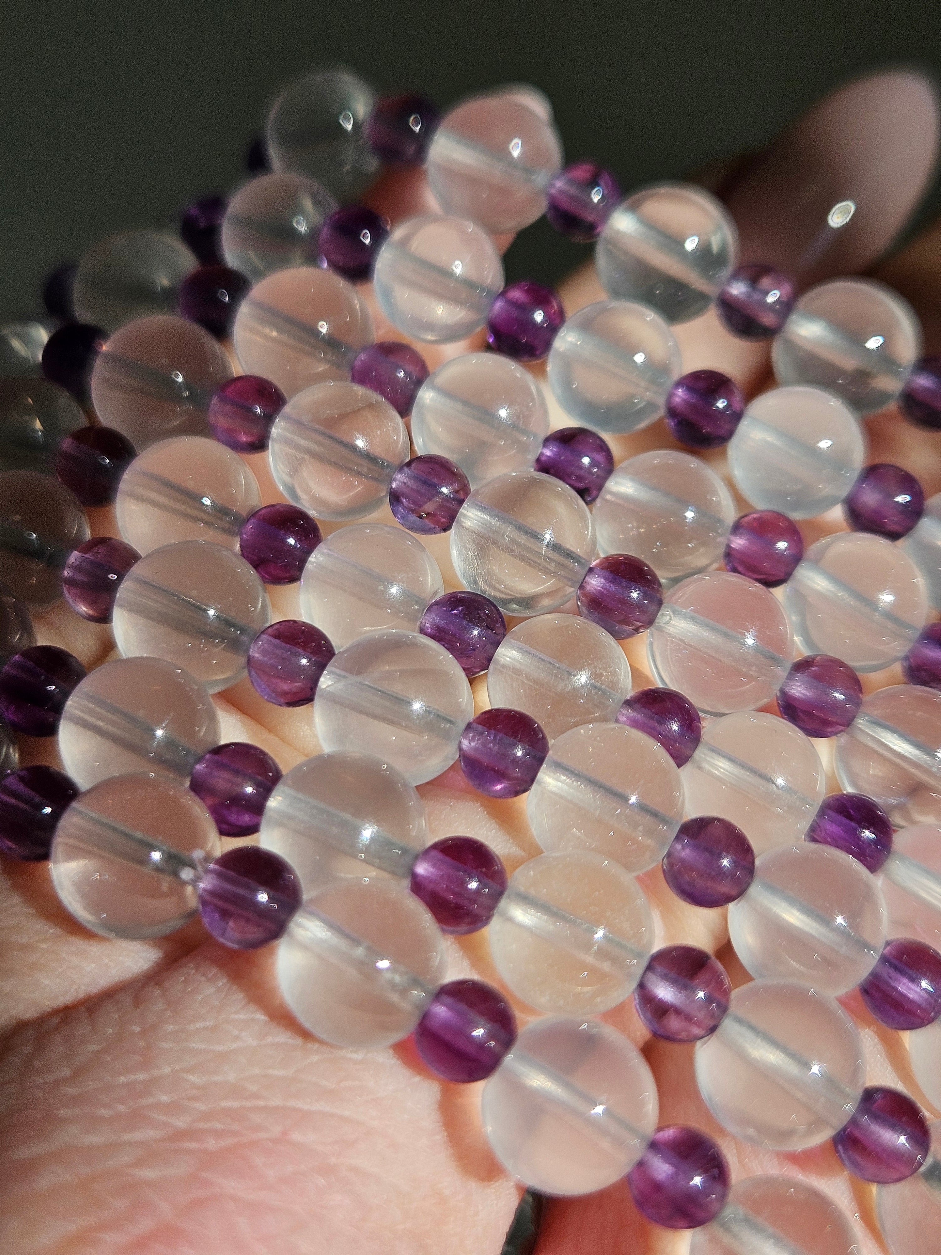 Girasol Quartz x Amethyst bracelet | bubble beads