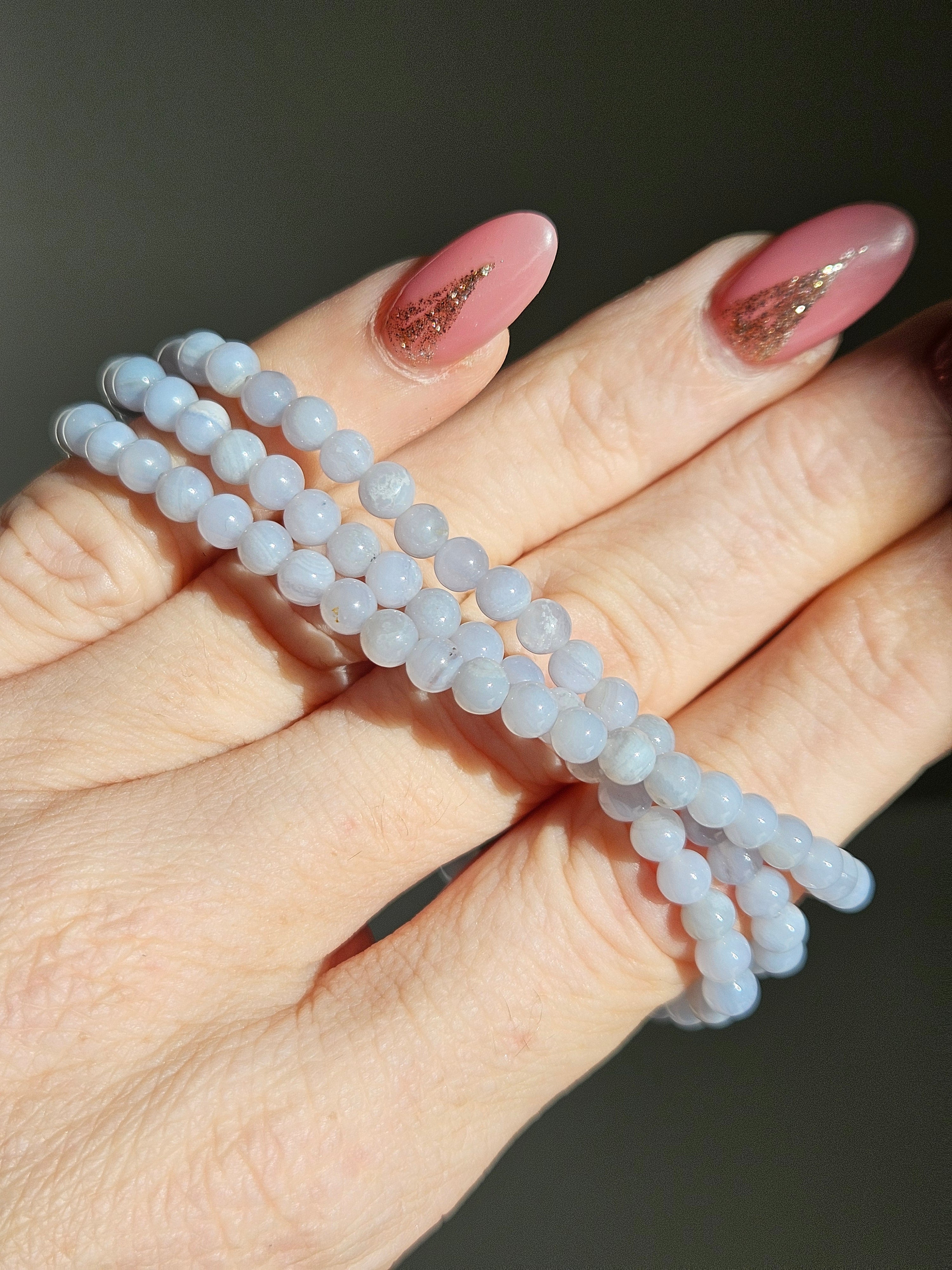 Blue Lace Agate 3 wrap bracelet | 5mm