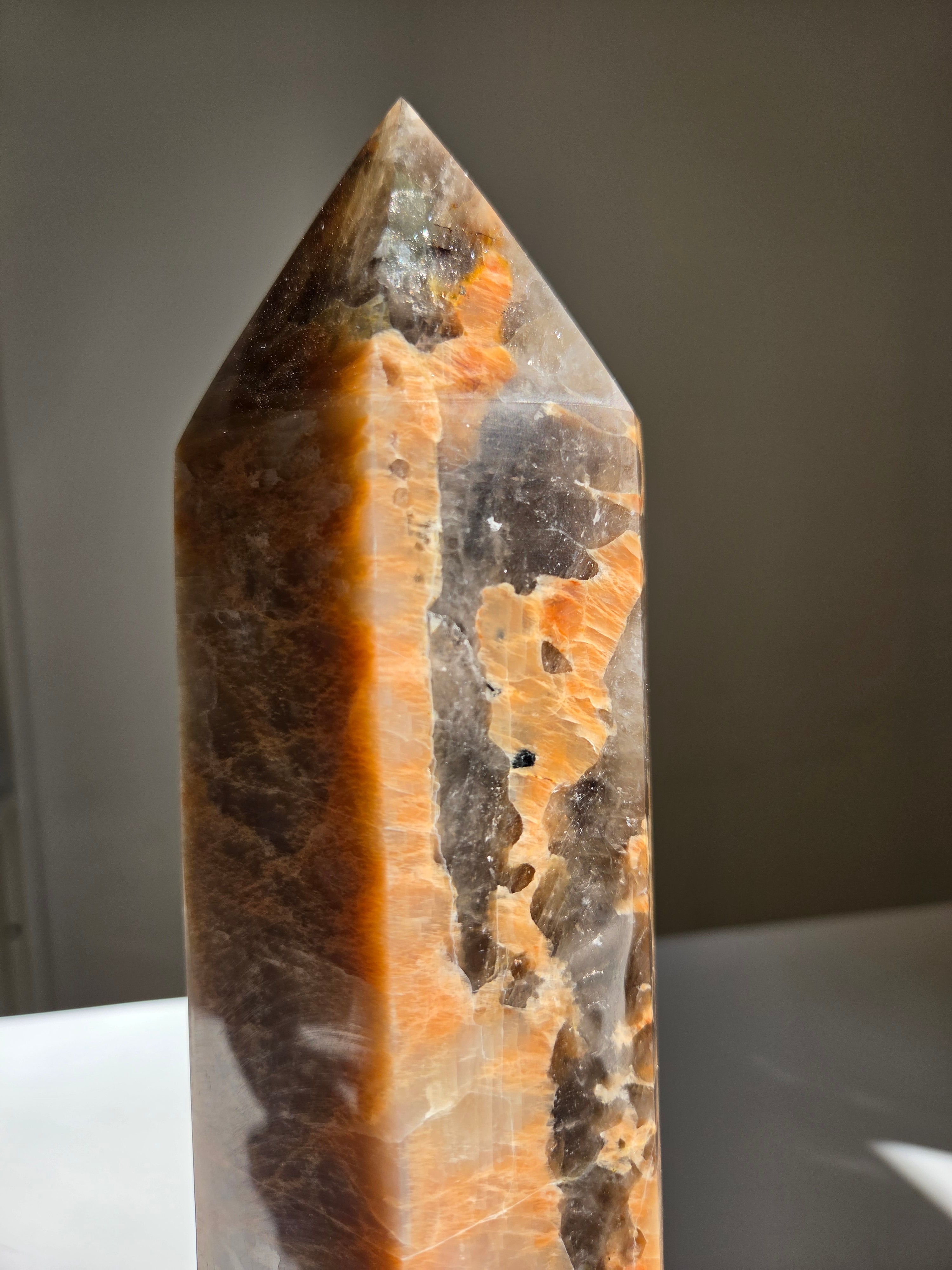 Peach Moonstone x Smoky Quartz Tower 002