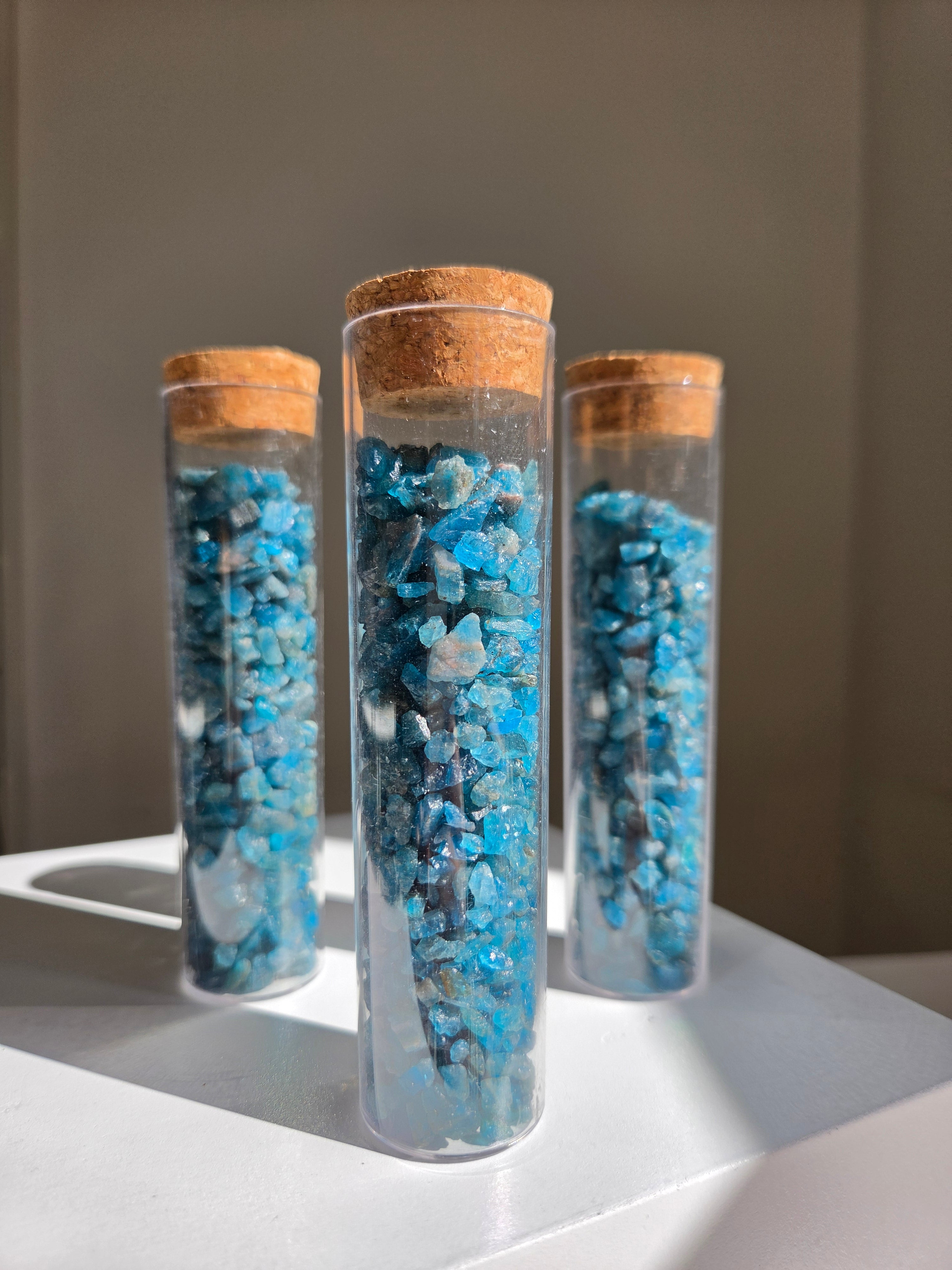 Raw Blue Apatite Vial