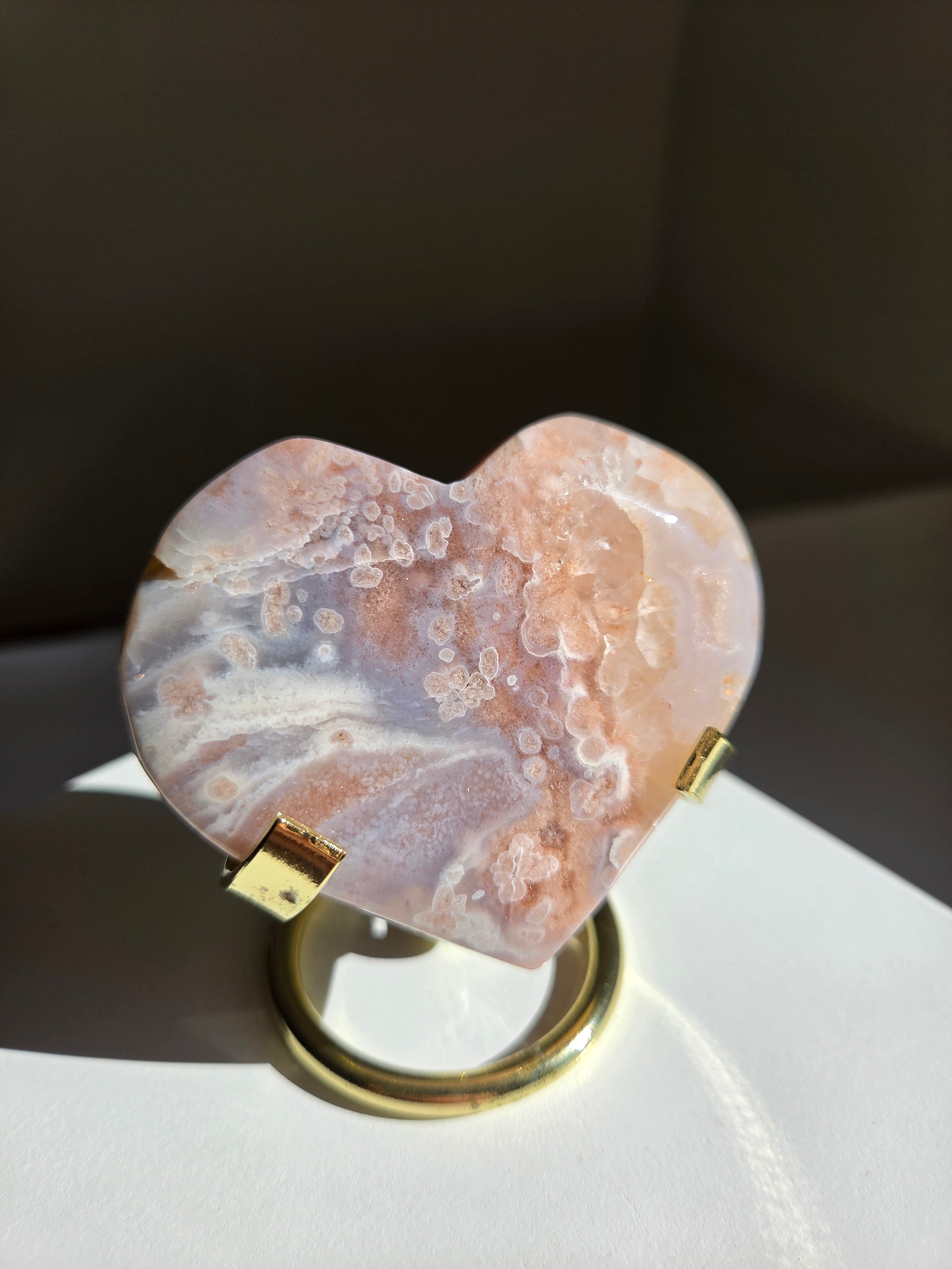 Flower Agate Heart 005