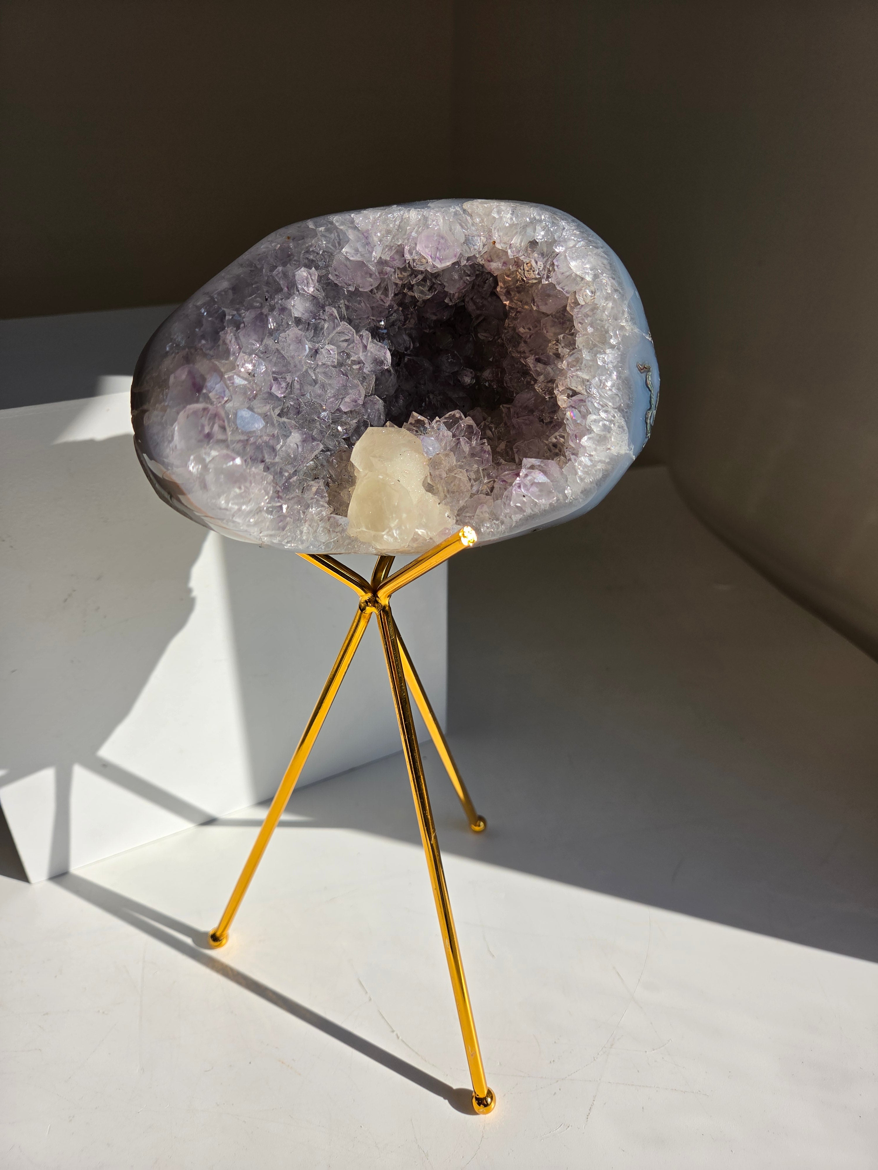 Amethyst x Calcite on Stand
