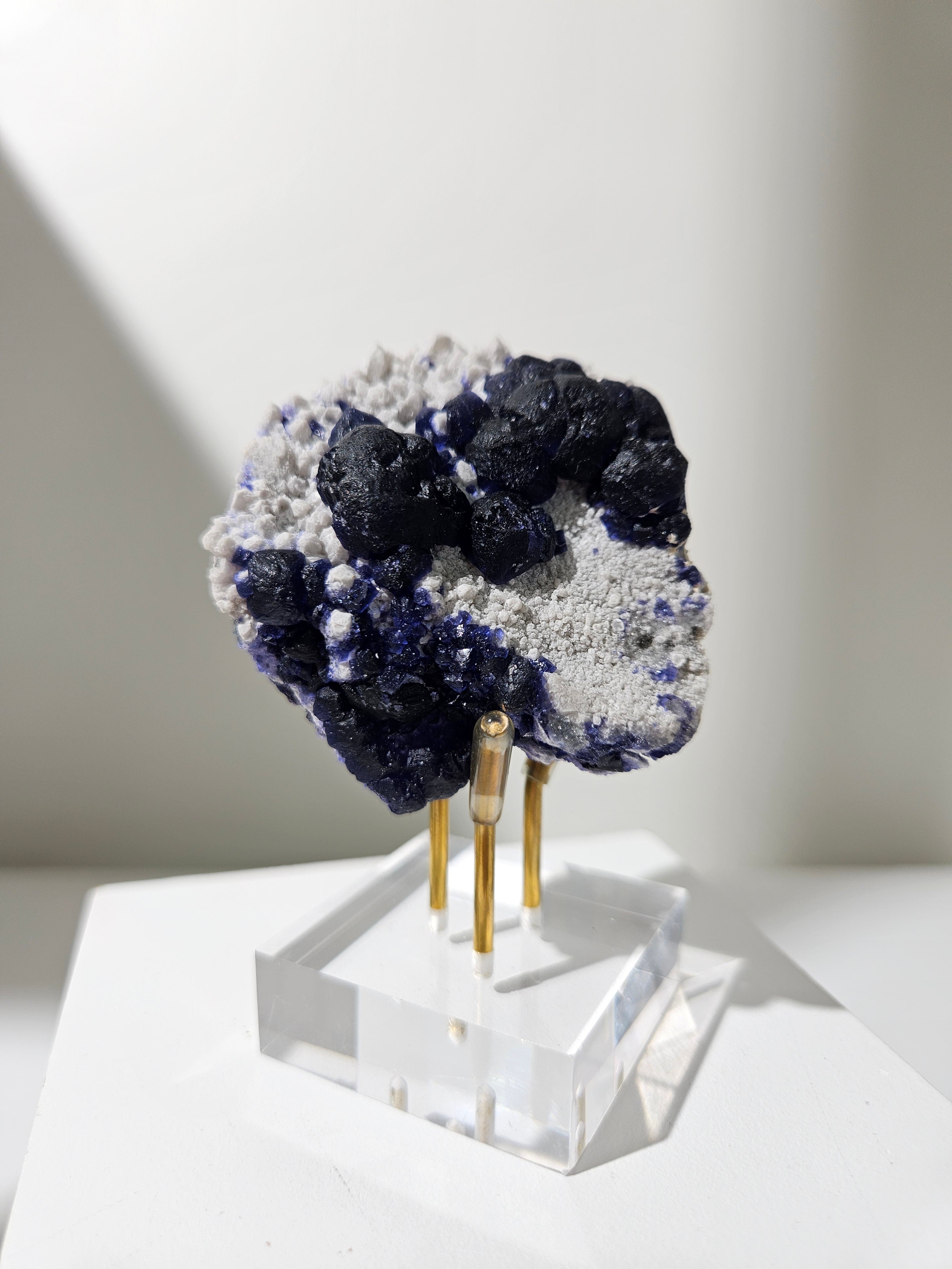 Blue Fluorite on Quartz 001