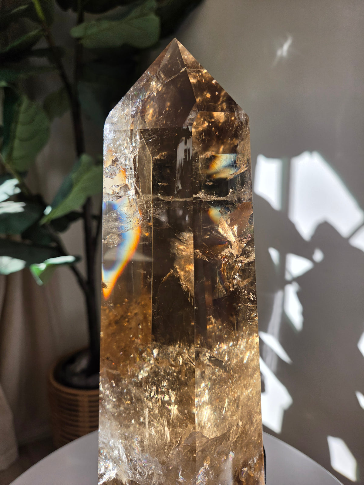 Smoky Citrine Statement on custom Spinning stand