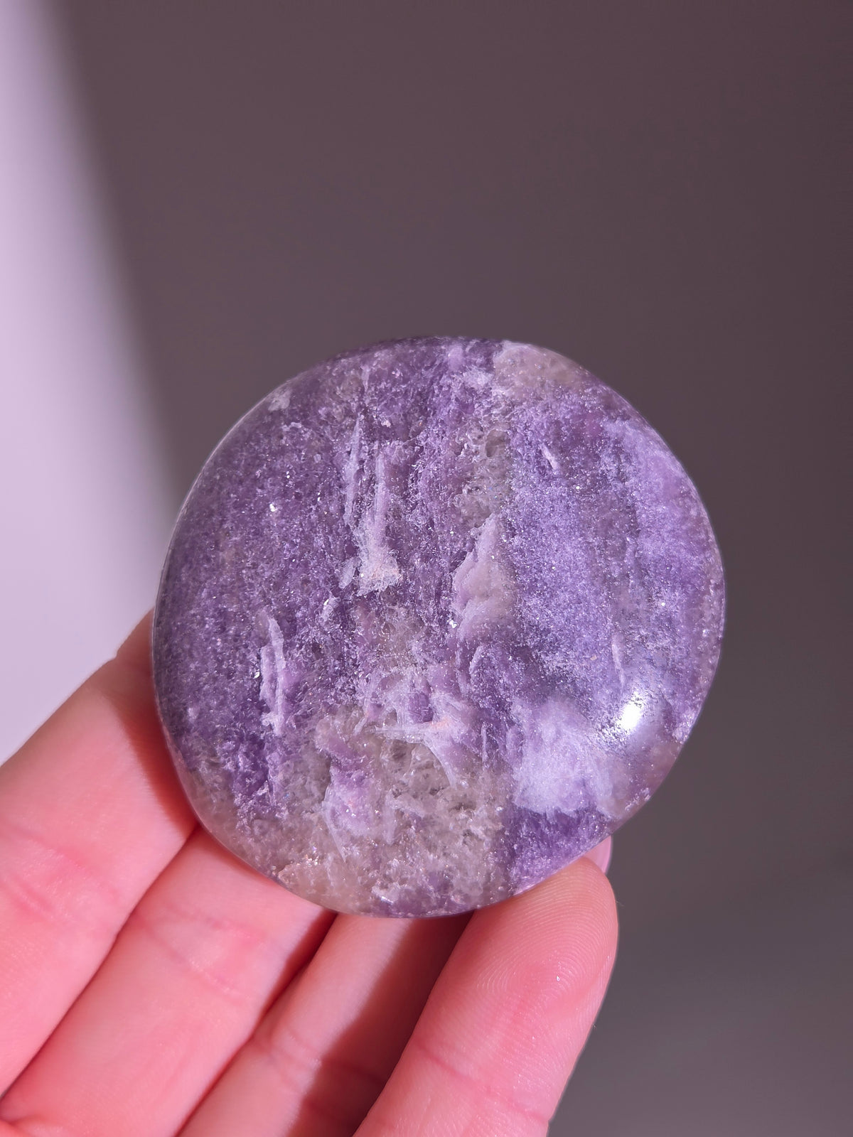 Pink Tourmaline x Lepidolite Palmstone 001