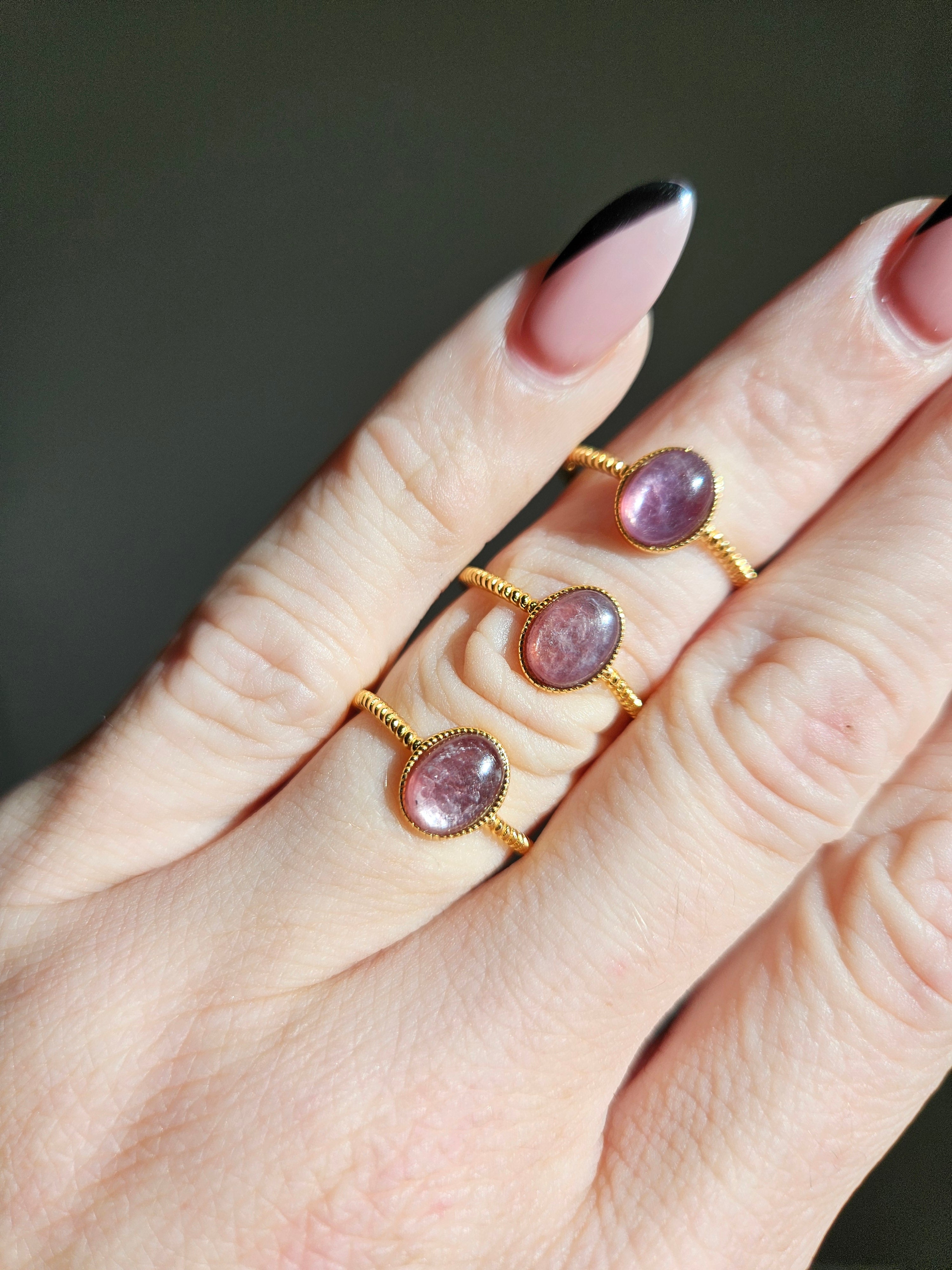 Gem Lepidolite Ring | adjustable