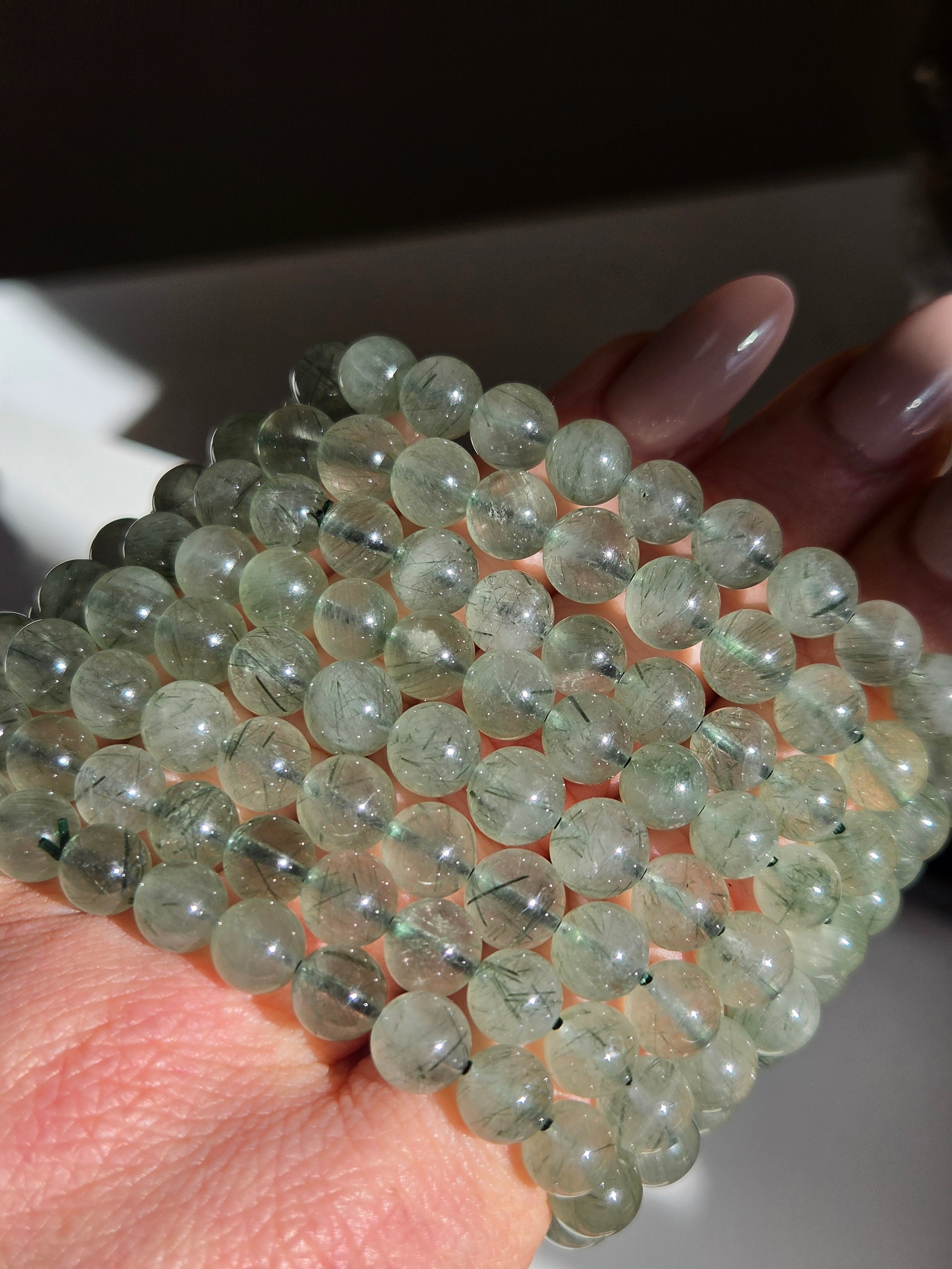 Green Rutile Quartz Bracelet | 7mm