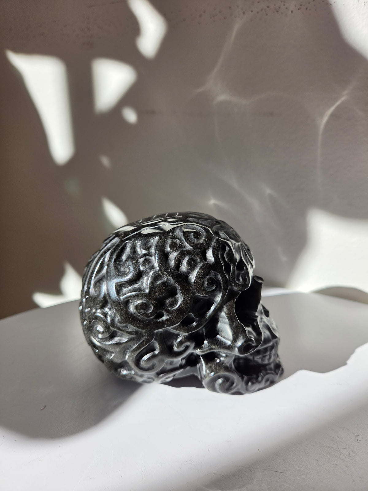 Obsidian Carved Skull