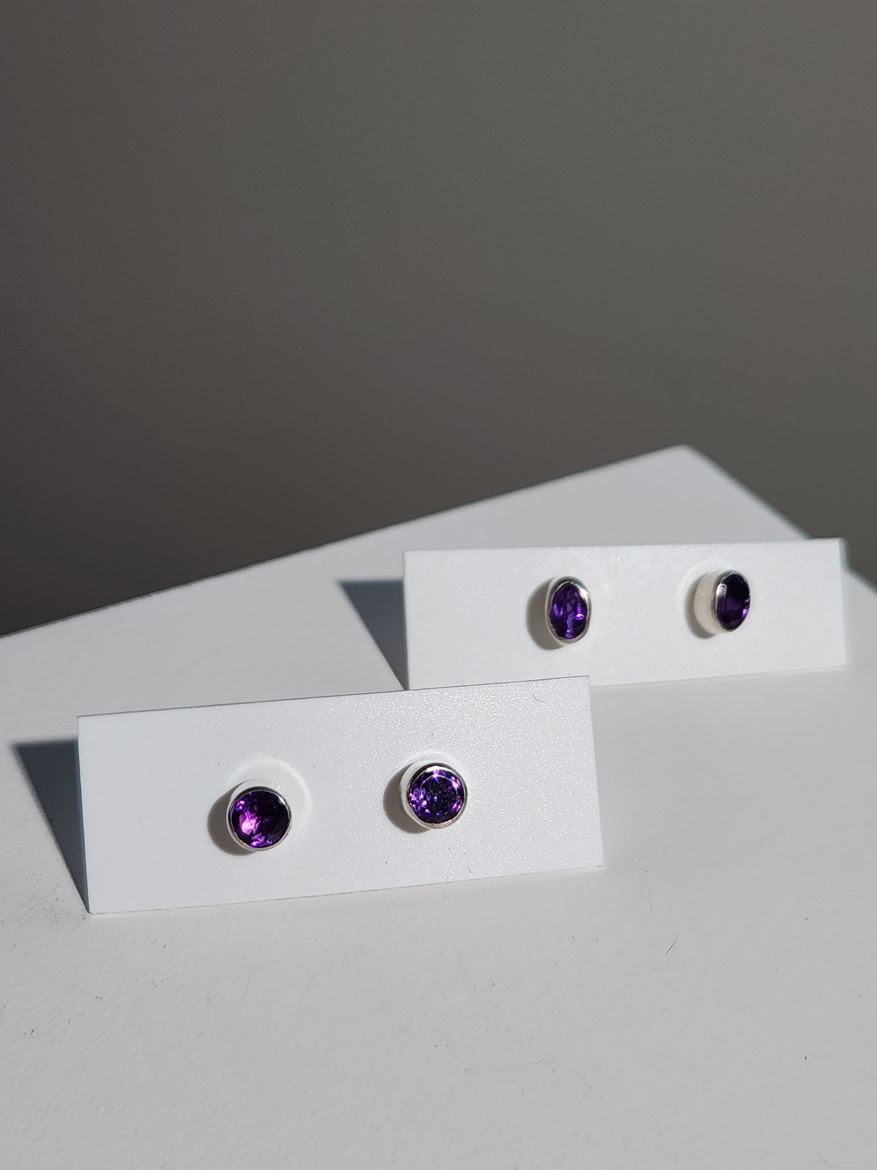 Amethyst Faceted Stud Earrings