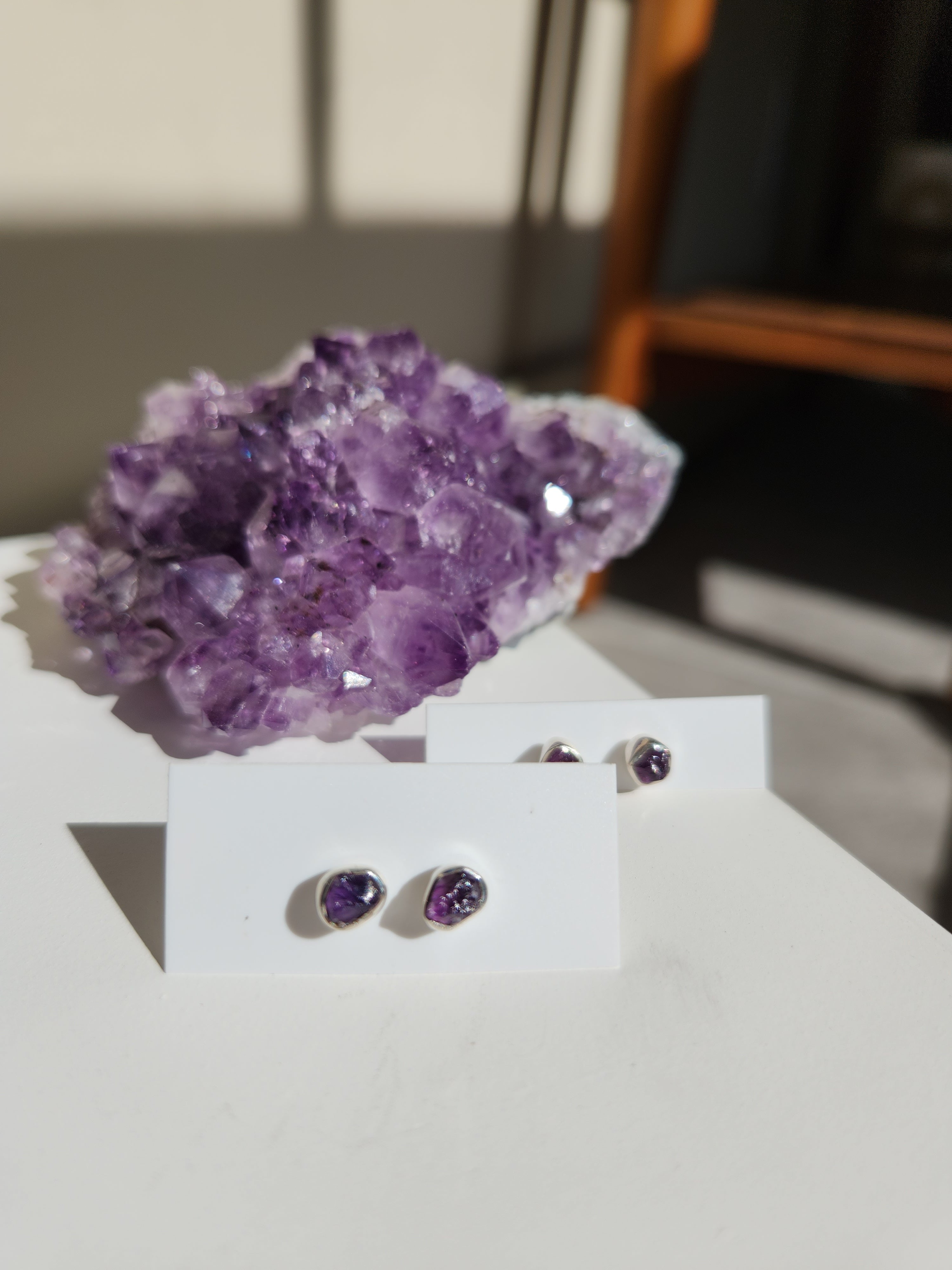 Amethyst Raw Stud Earrings