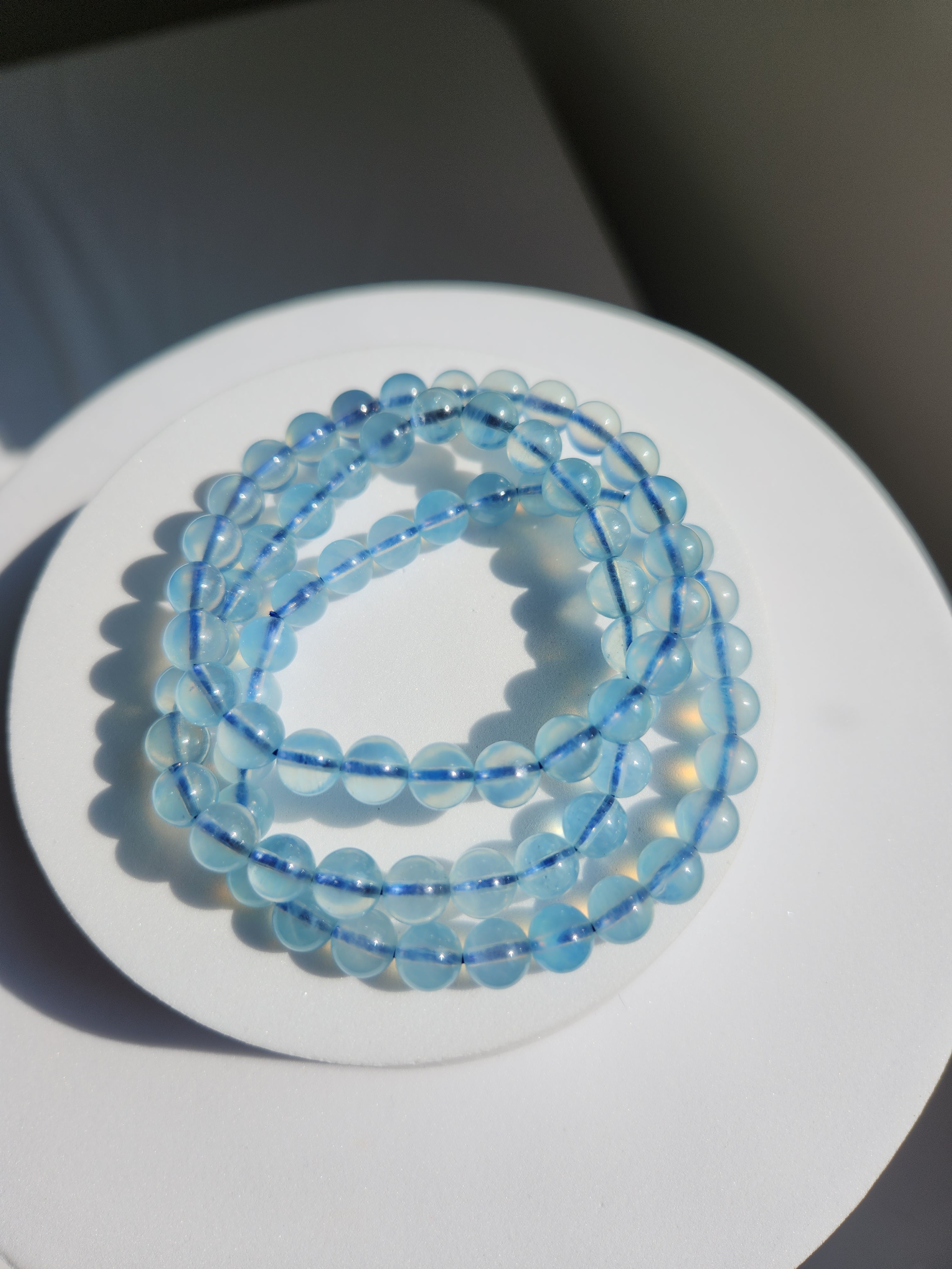 Aquamarine Bead Bracelet | 7mm