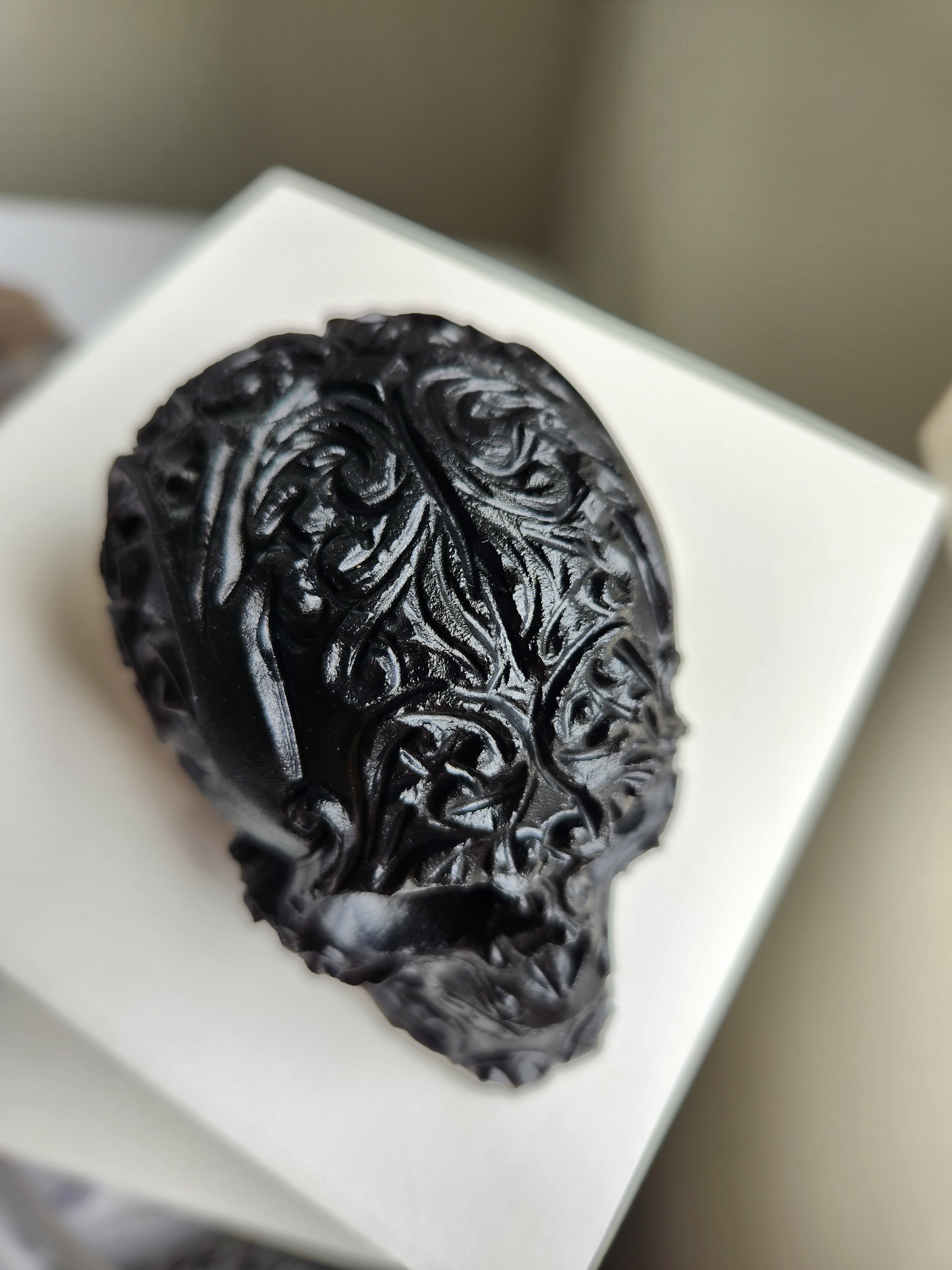 Obsidian Carved Skull