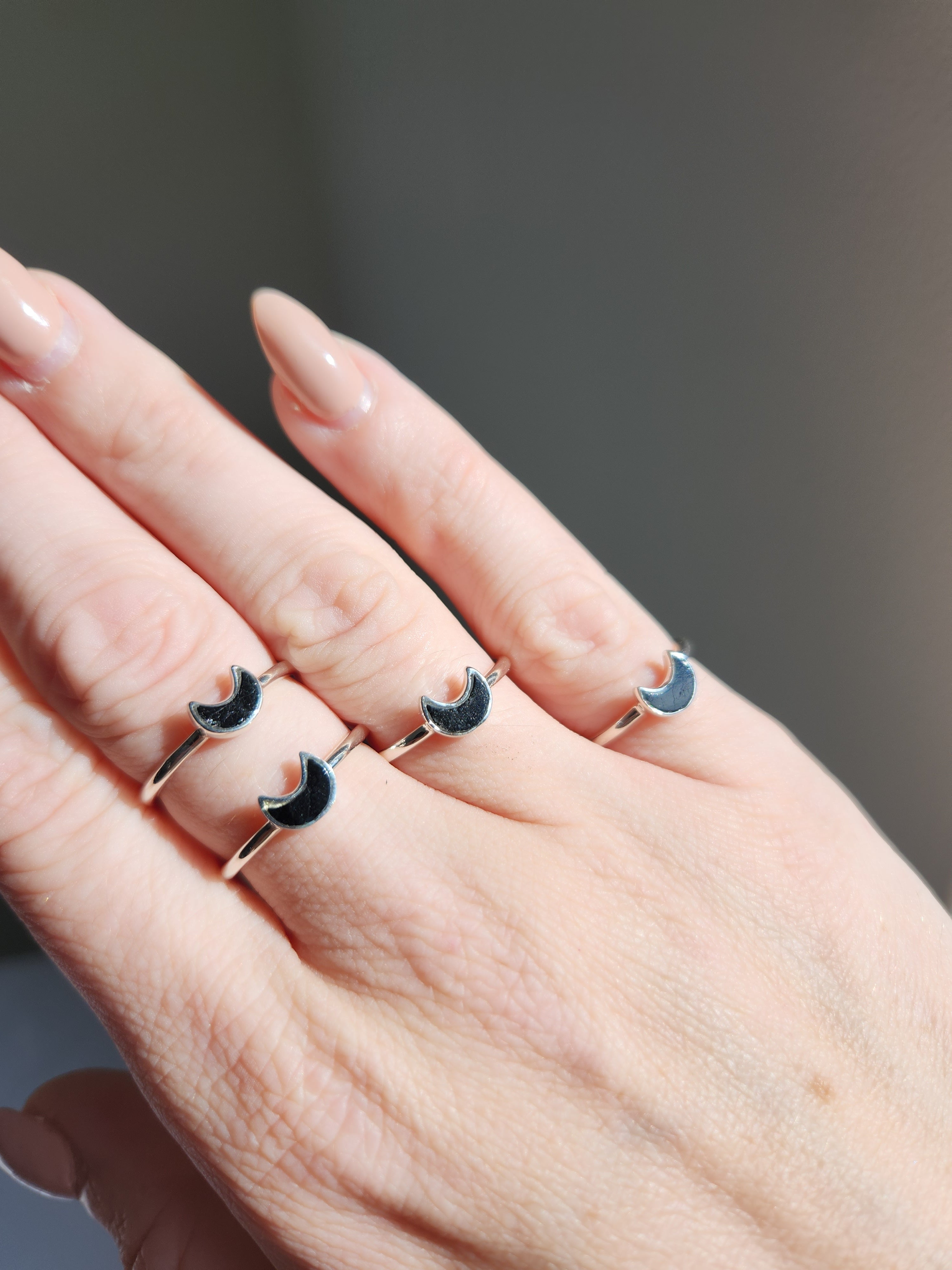 Black Tourmaline Moon Ring