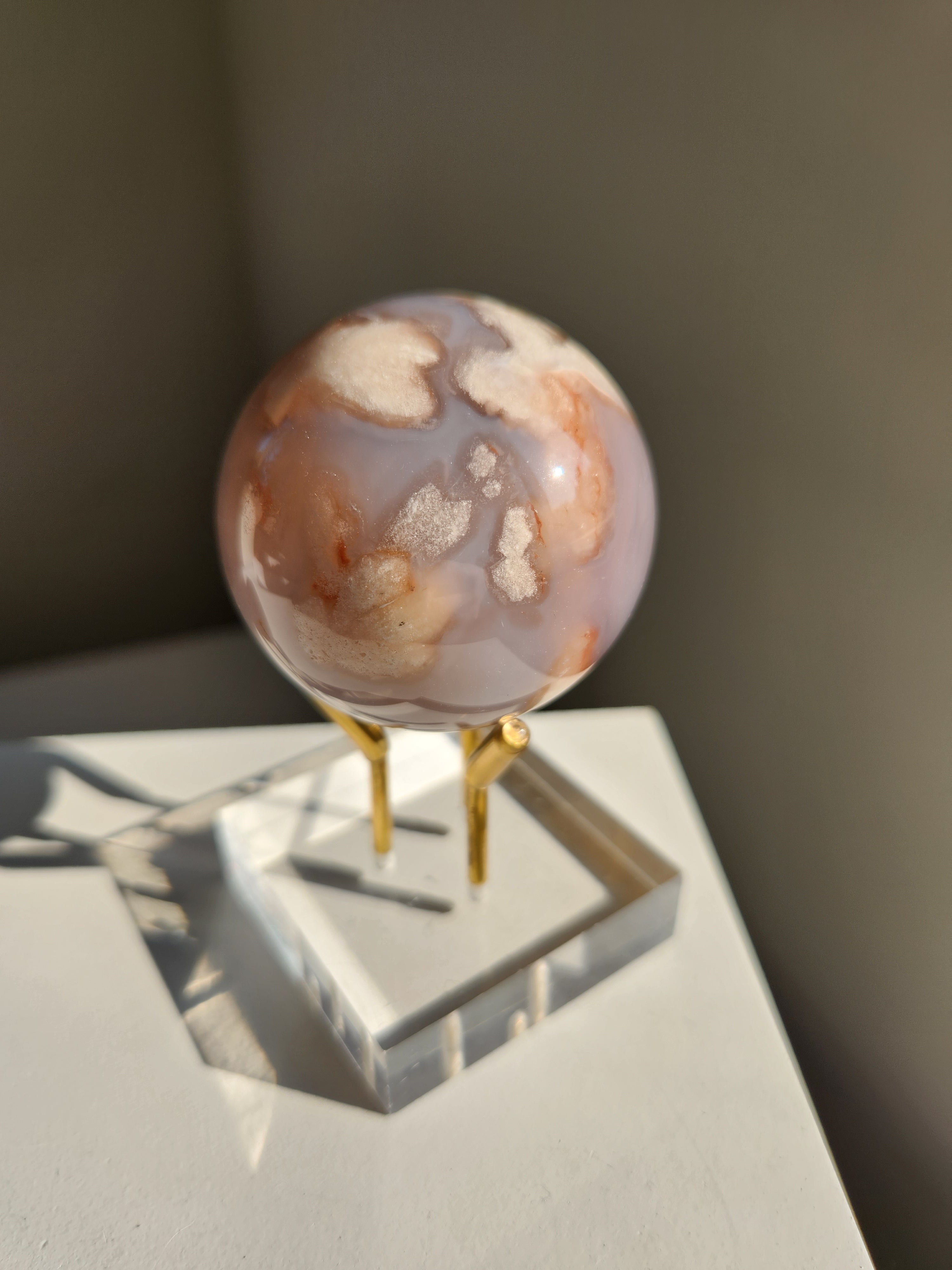 Flower Agate Sphere Display 001