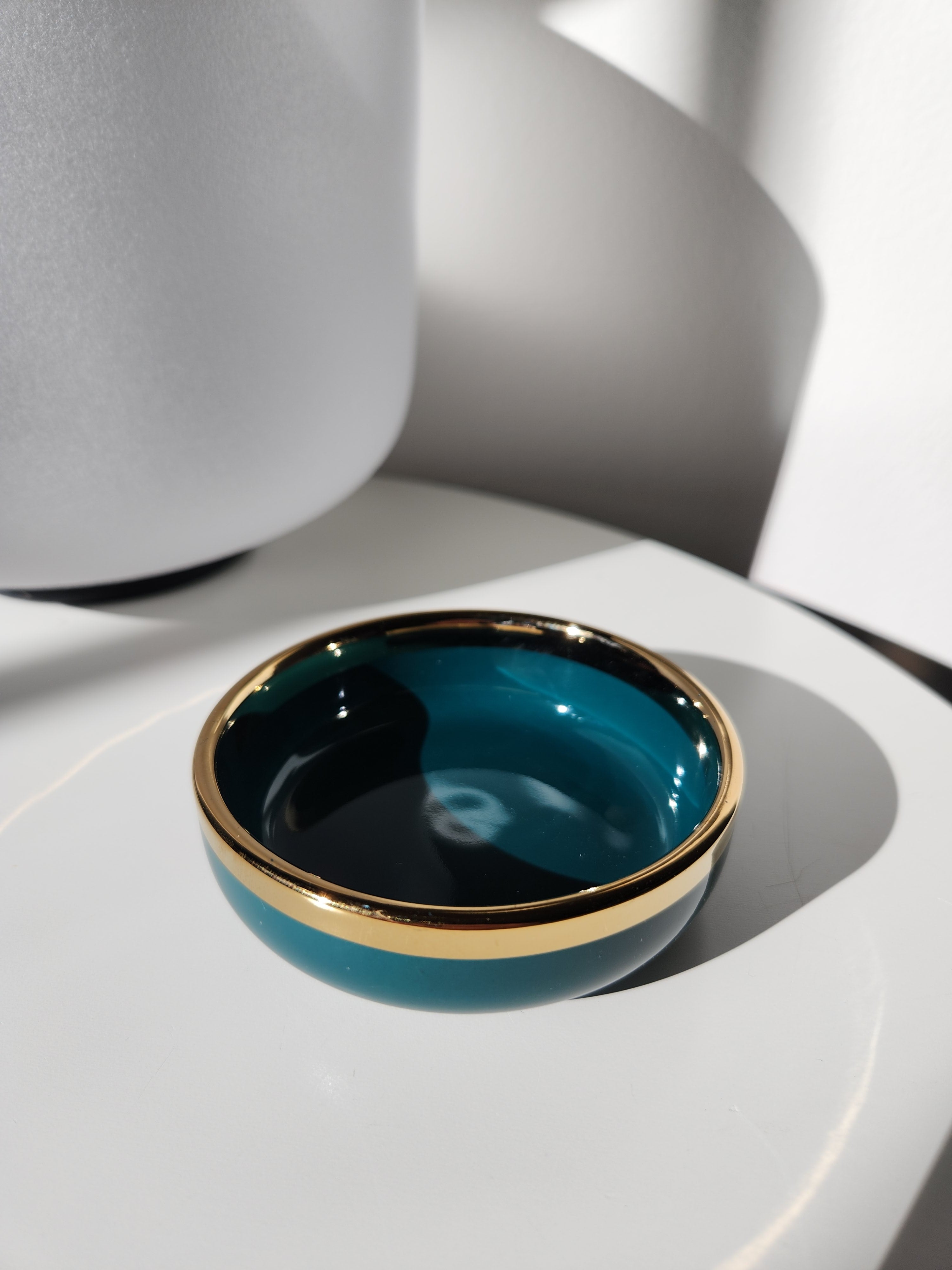 Gold Trim Teal Dish