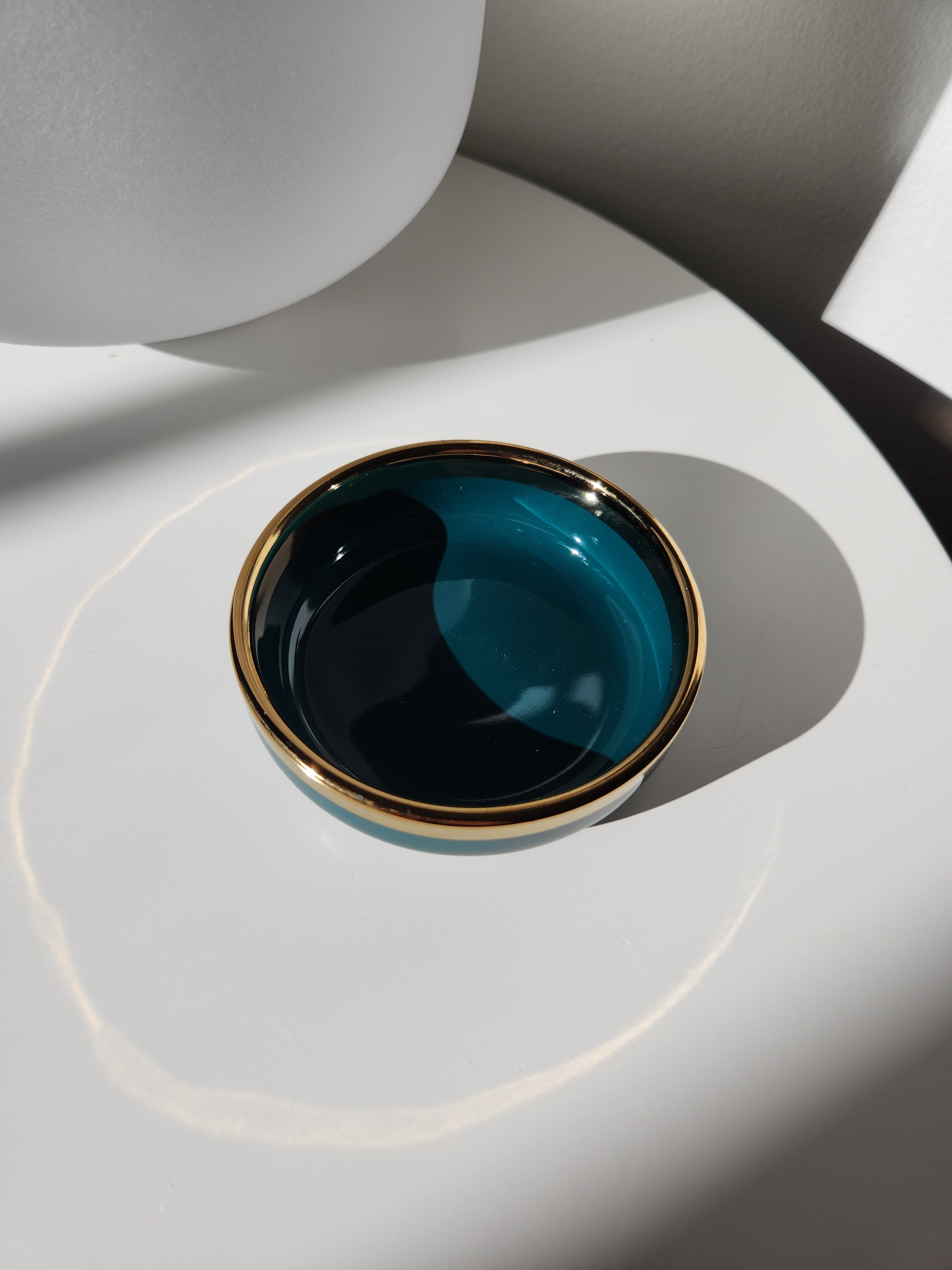 Gold Trim Teal Dish