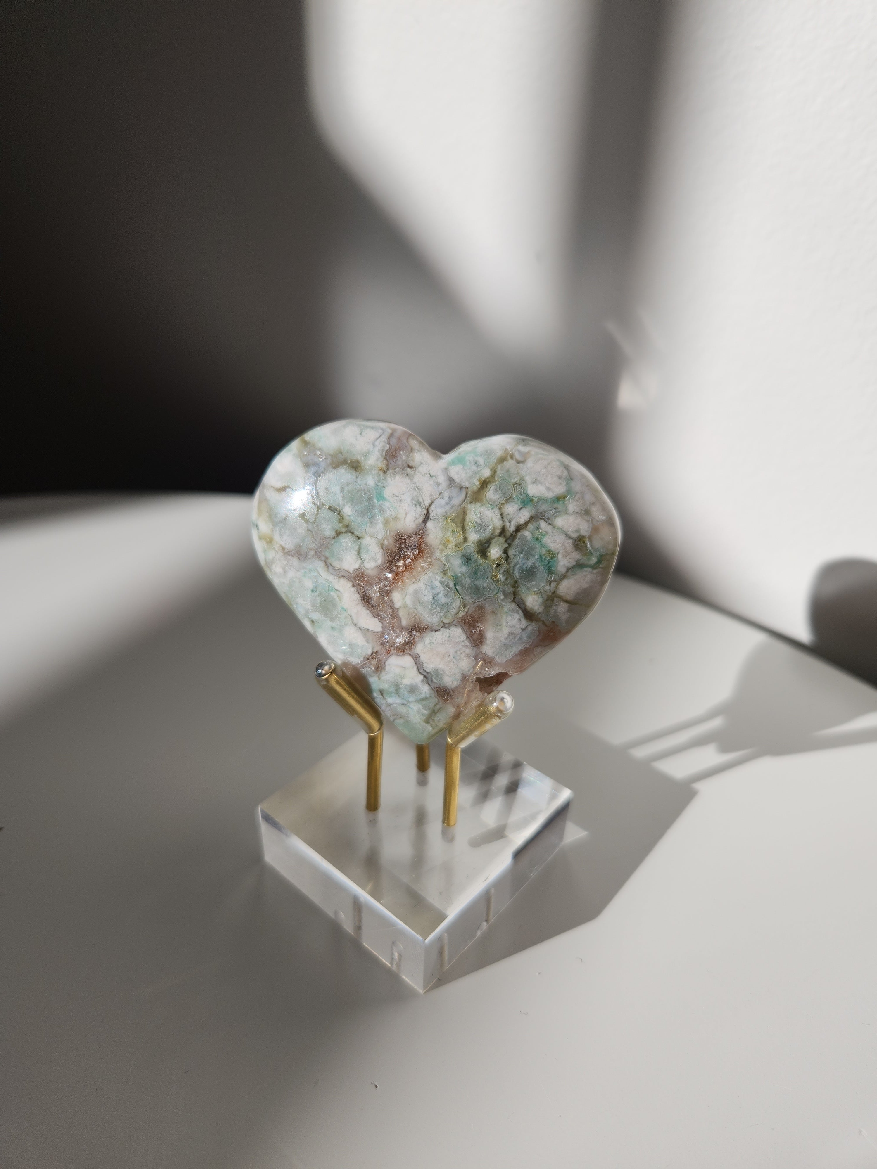 Flower Agate Heart 004