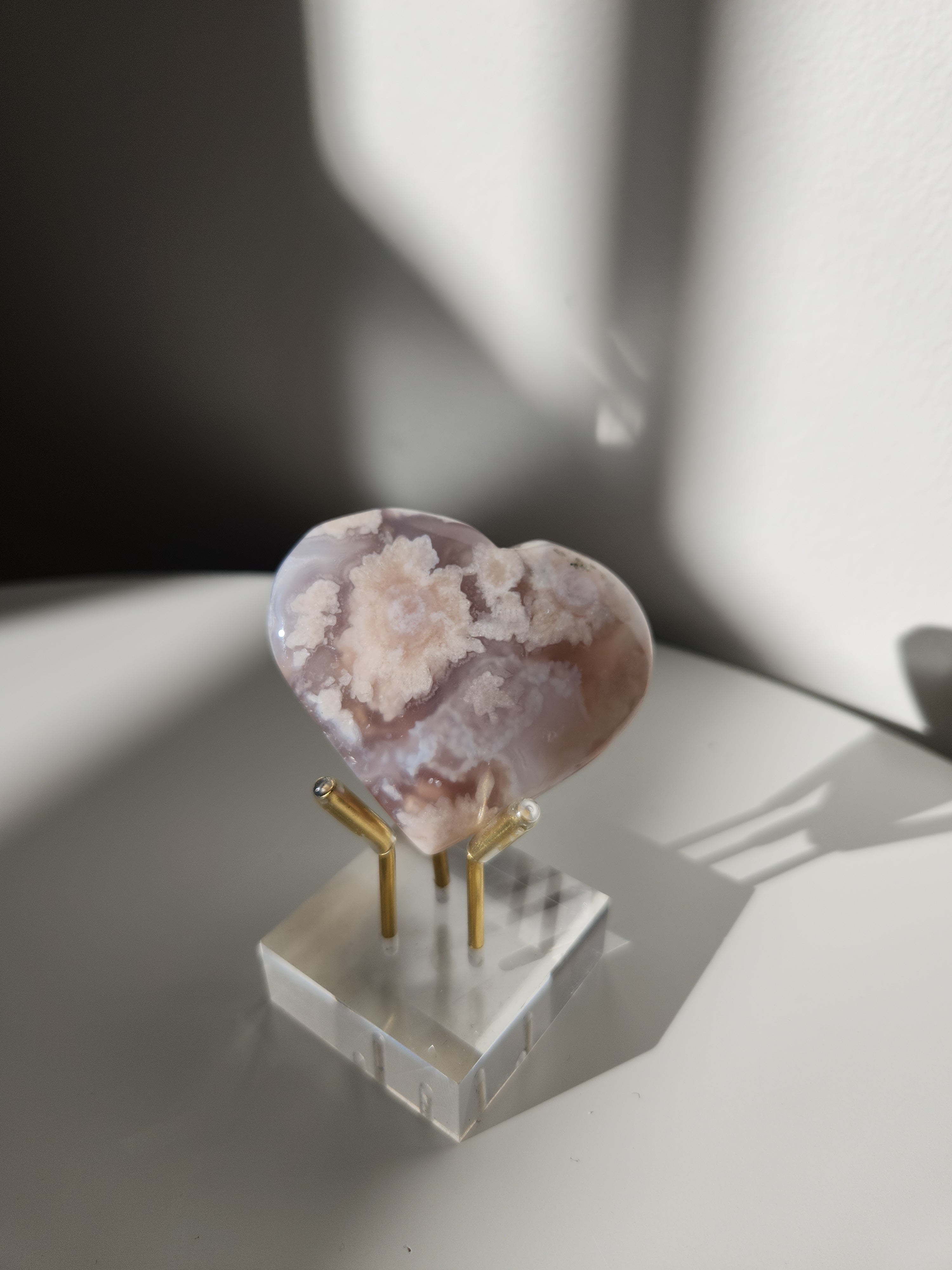 Flower Agate Heart 005