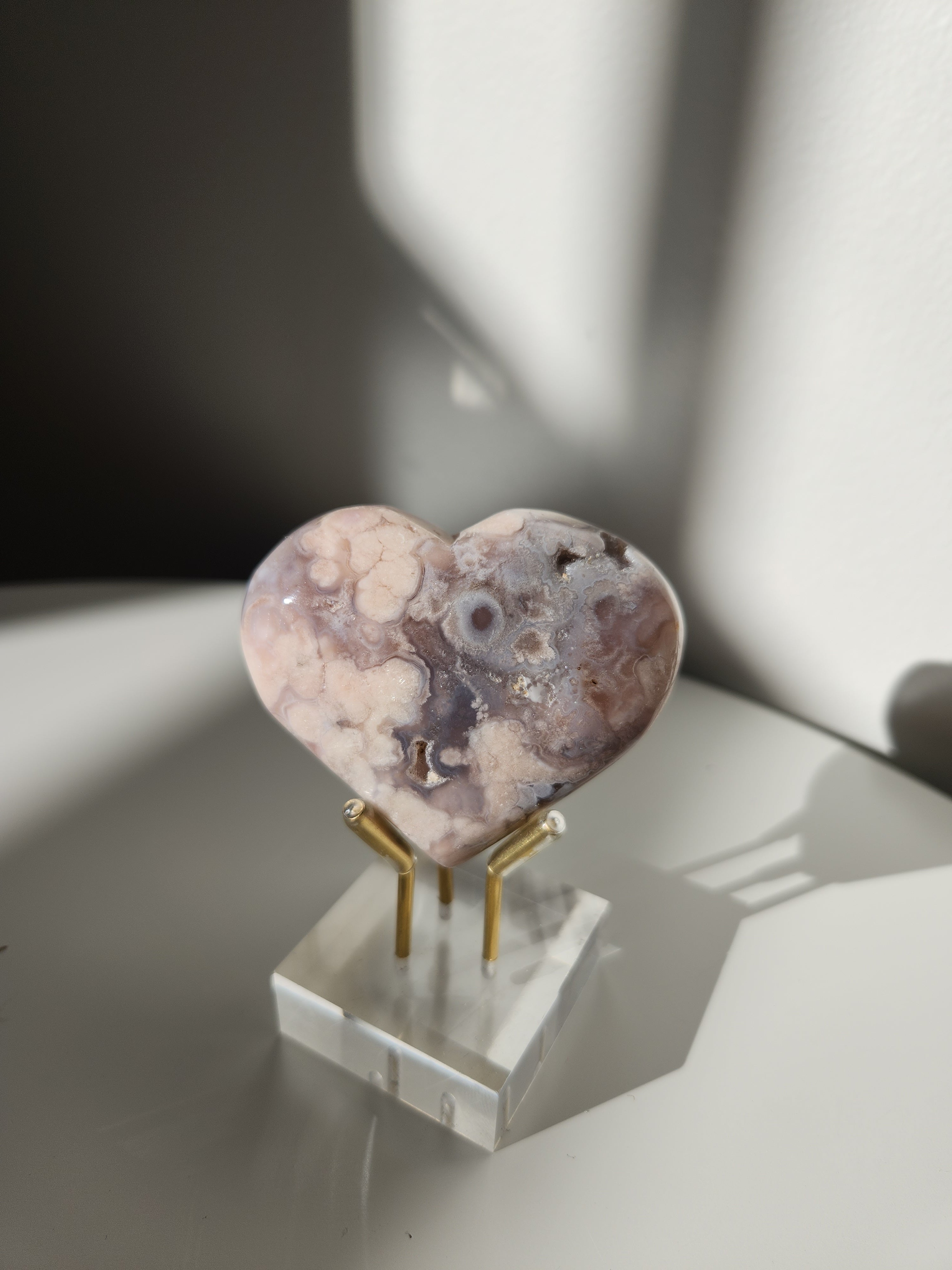 Flower Agate Heart 006