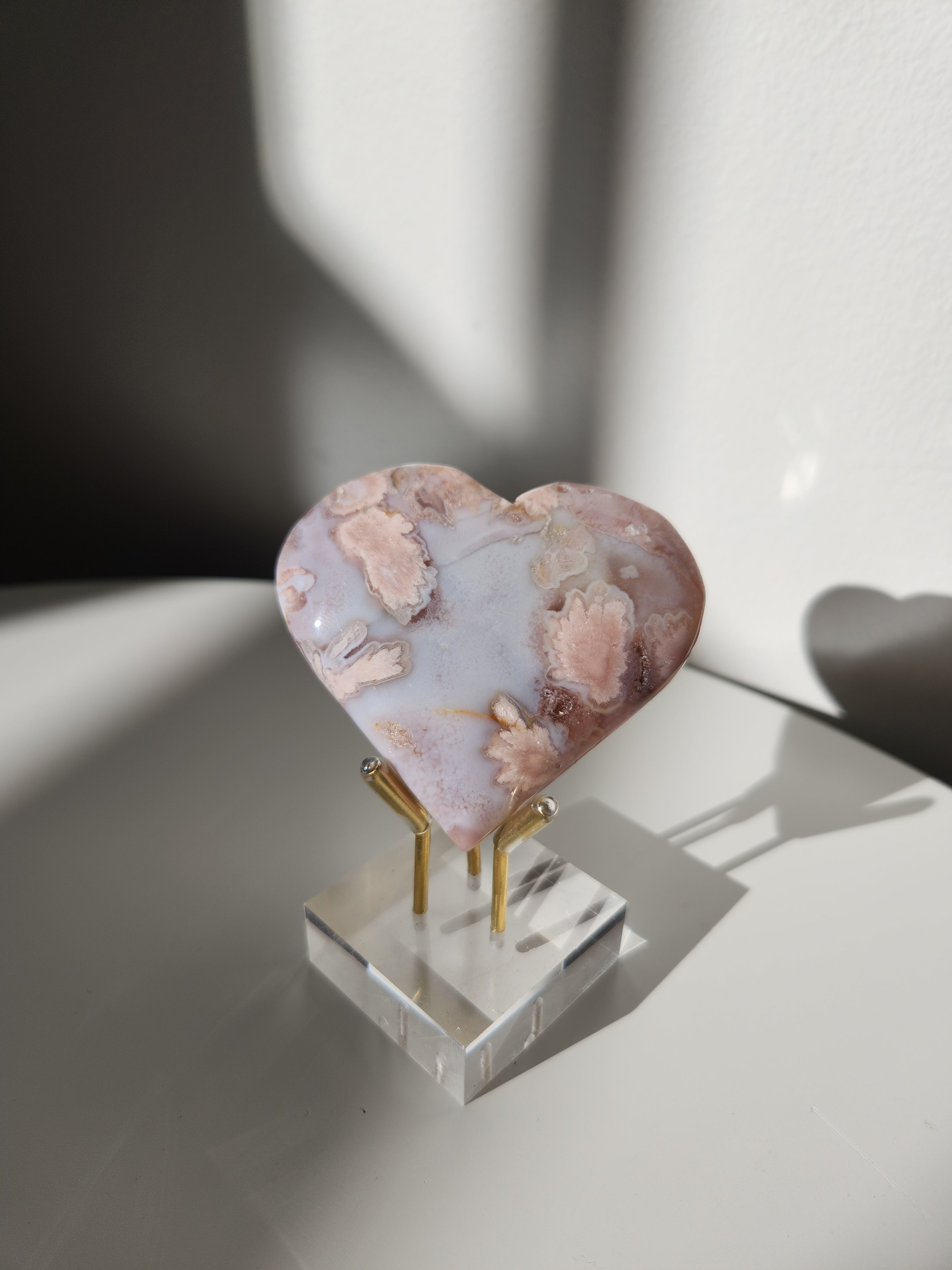 Flower Agate Heart 007