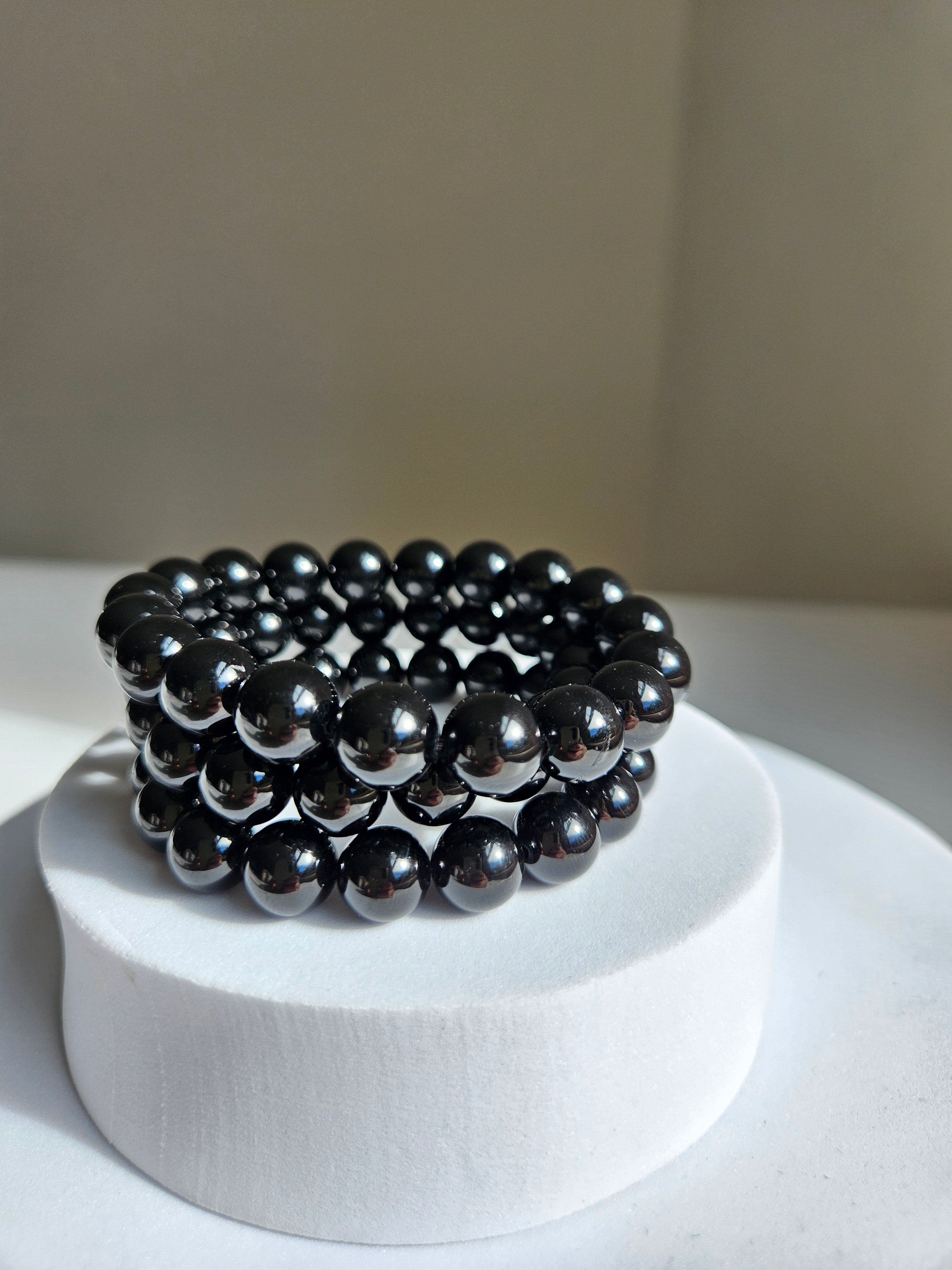 Black Tourmaline Bead Bracelet | 10mm