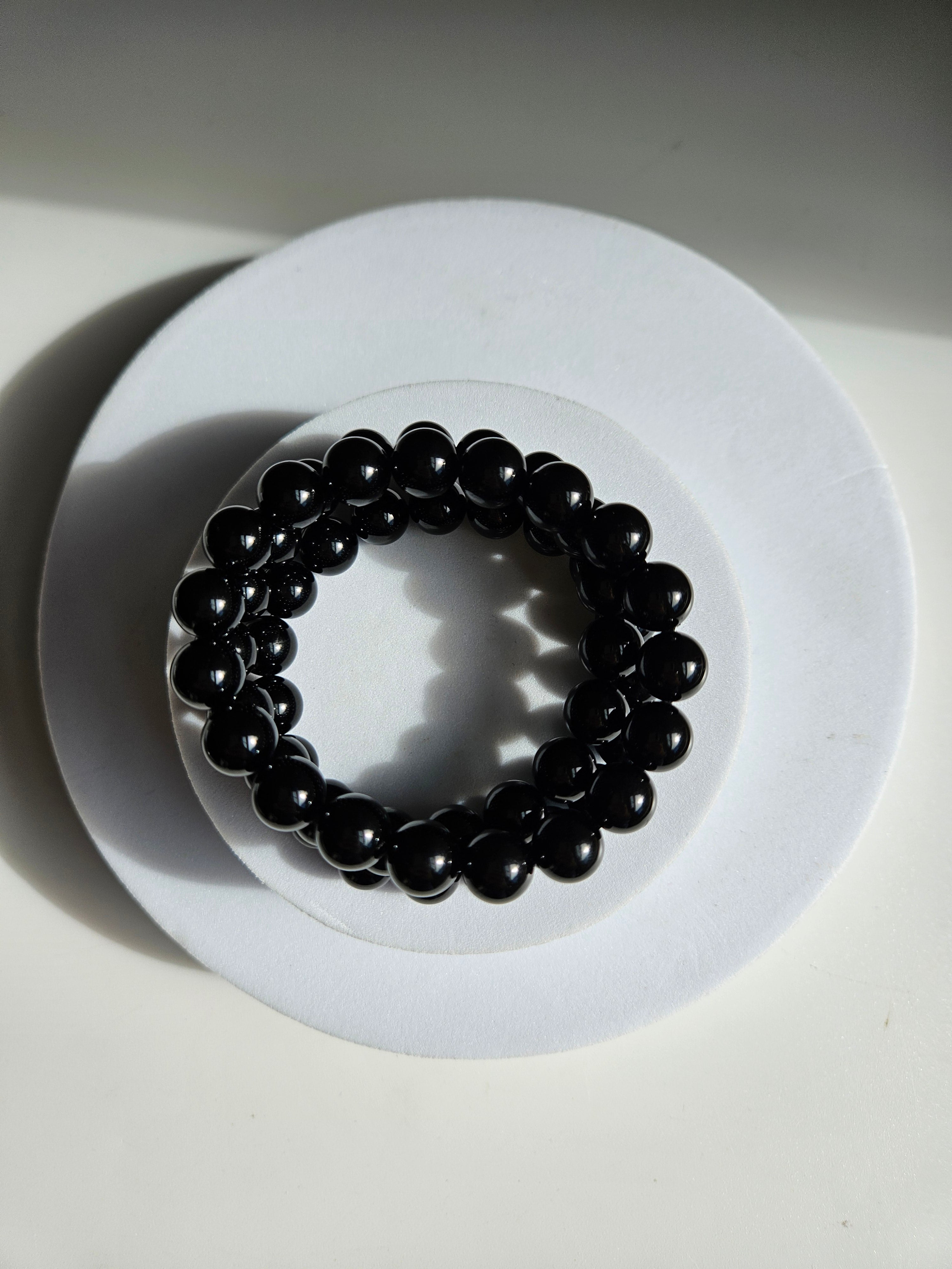 Black Tourmaline Bead Bracelet | 10mm
