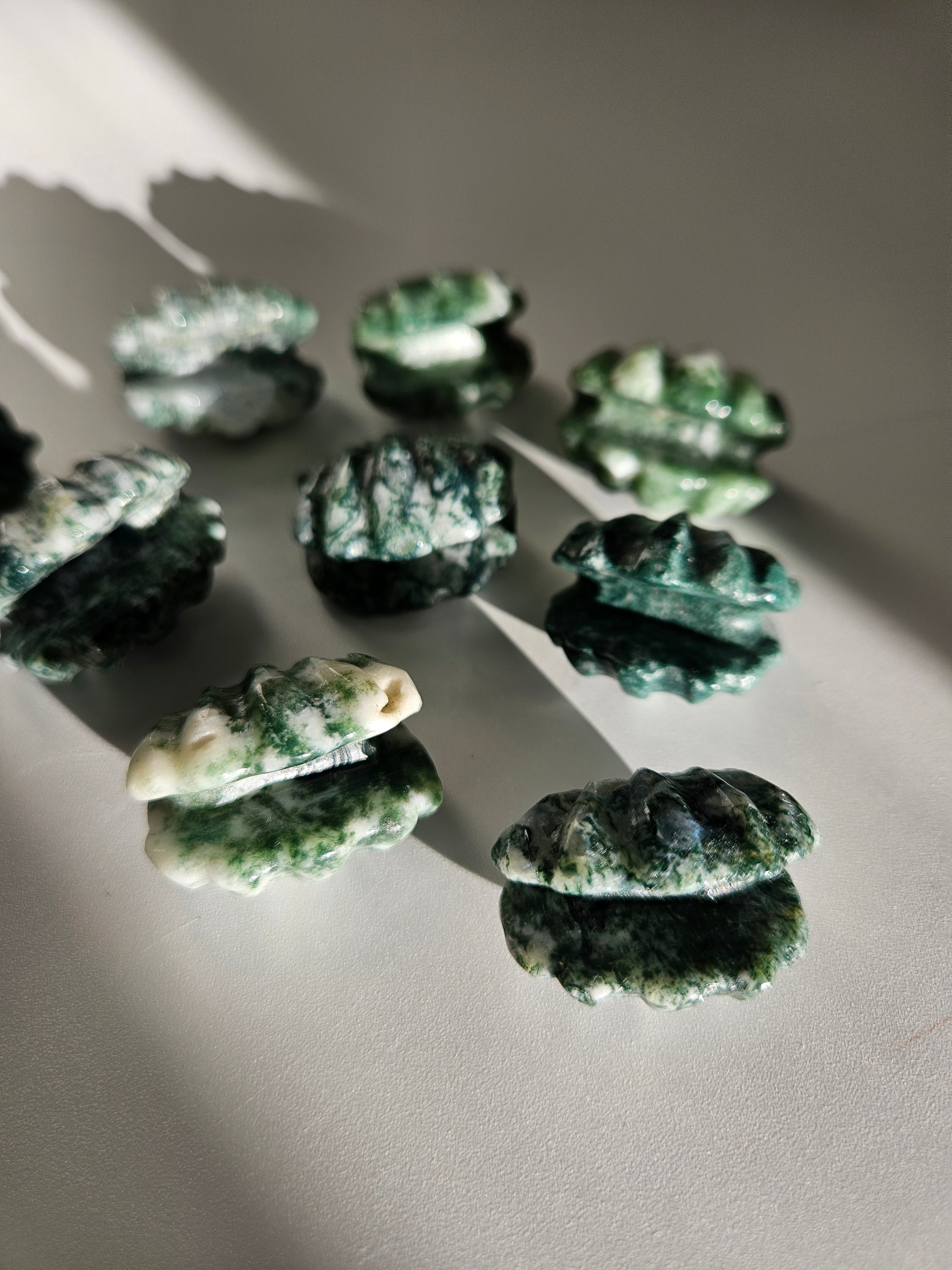 Moss Agate Mini Shells