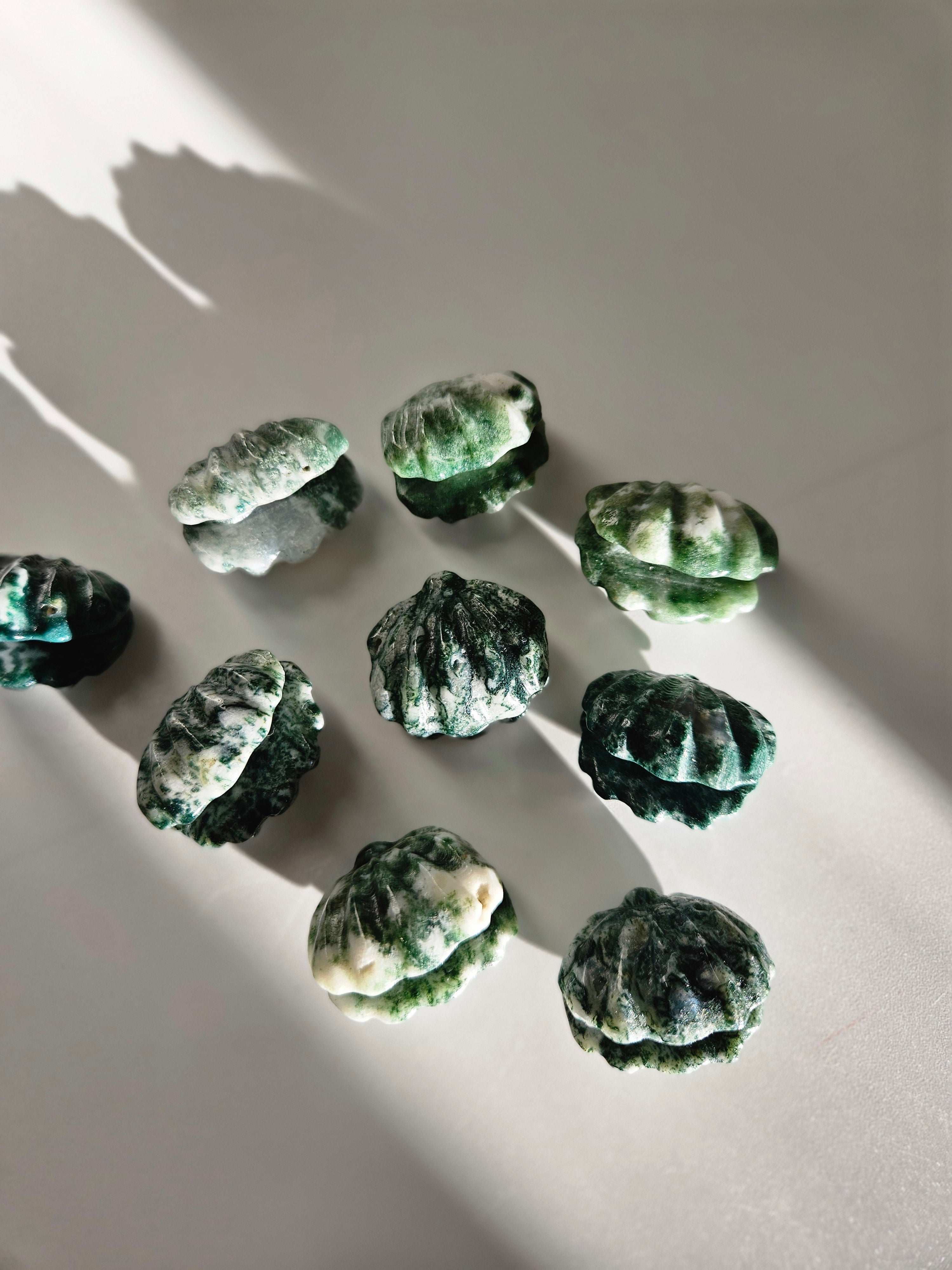 Moss Agate Mini Shells