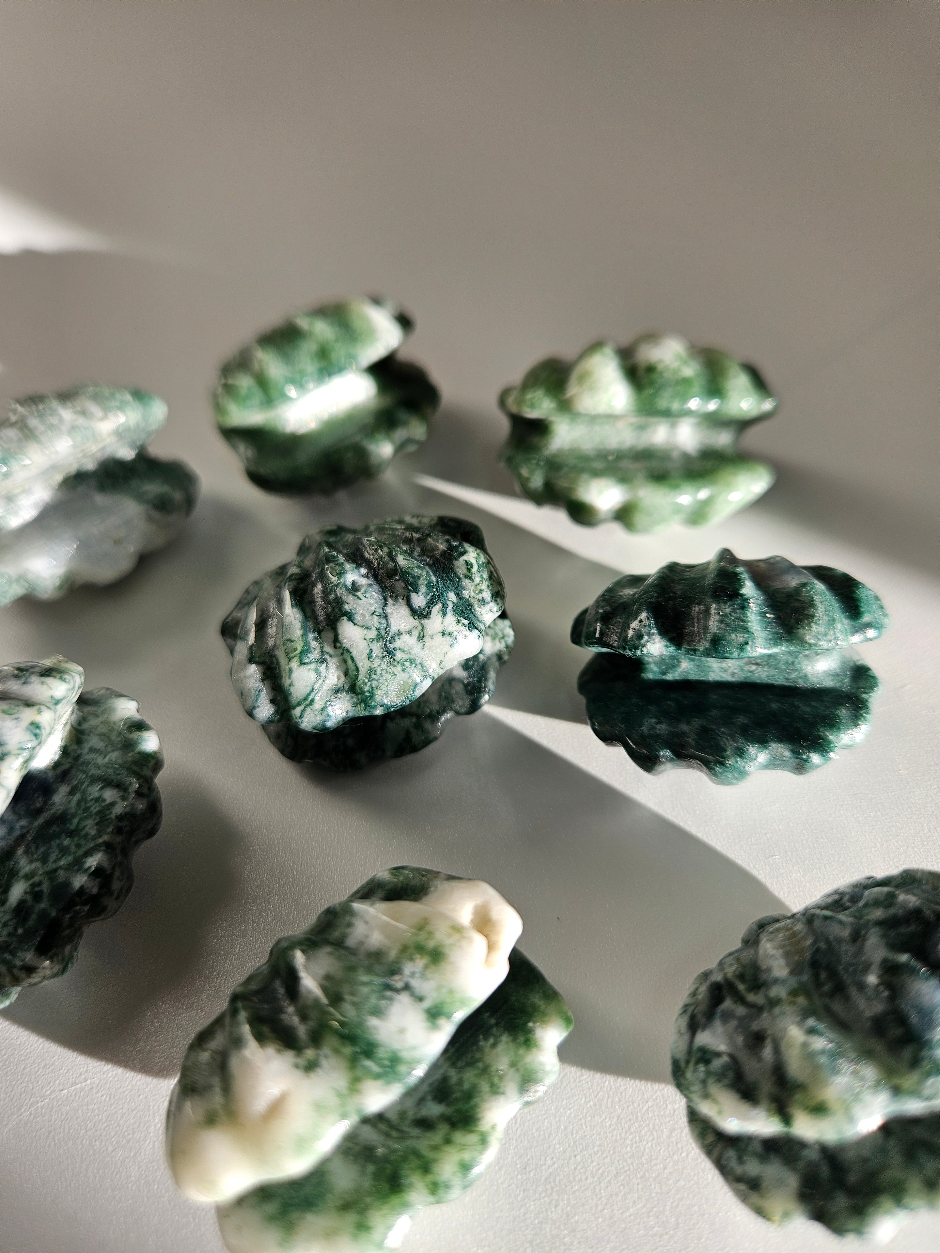 Moss Agate Mini Shells
