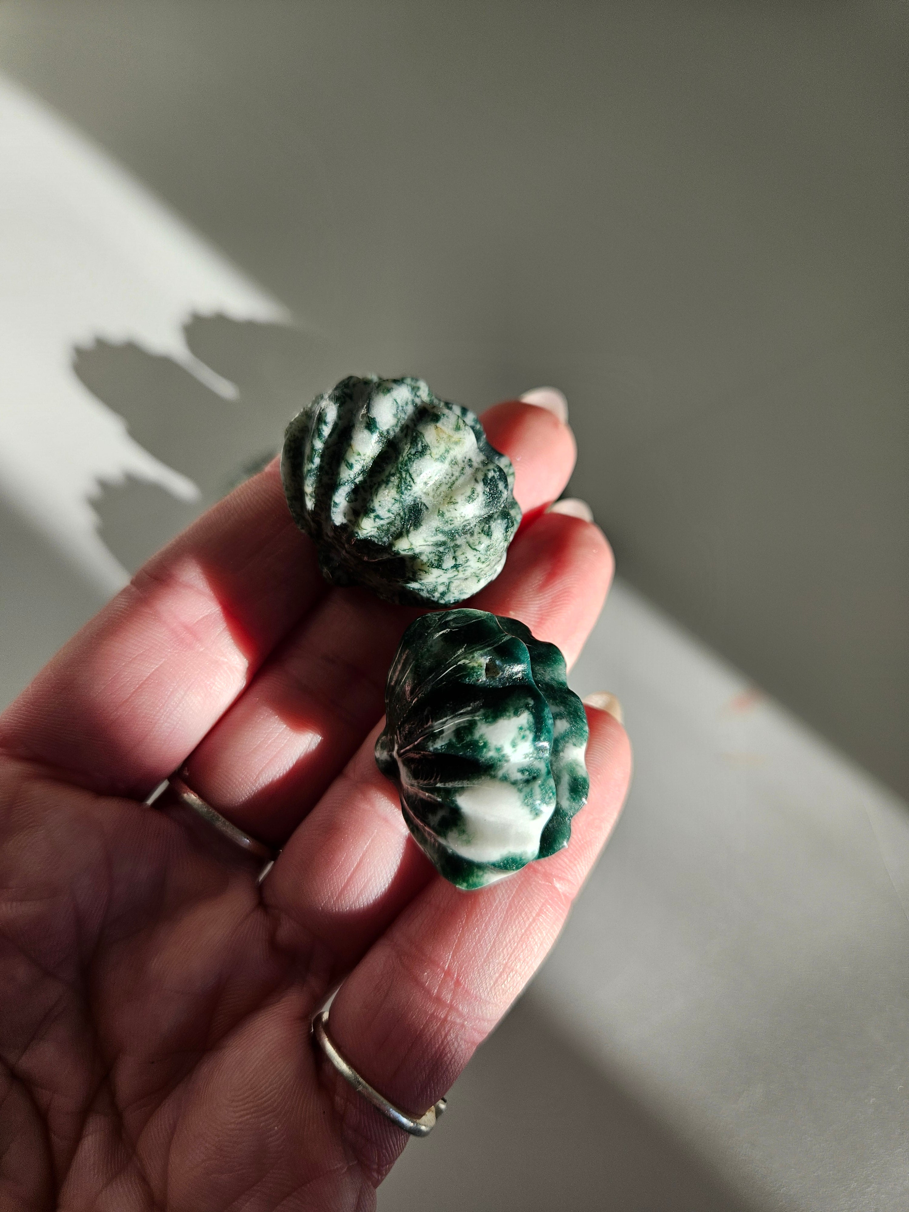 Moss Agate Mini Shells