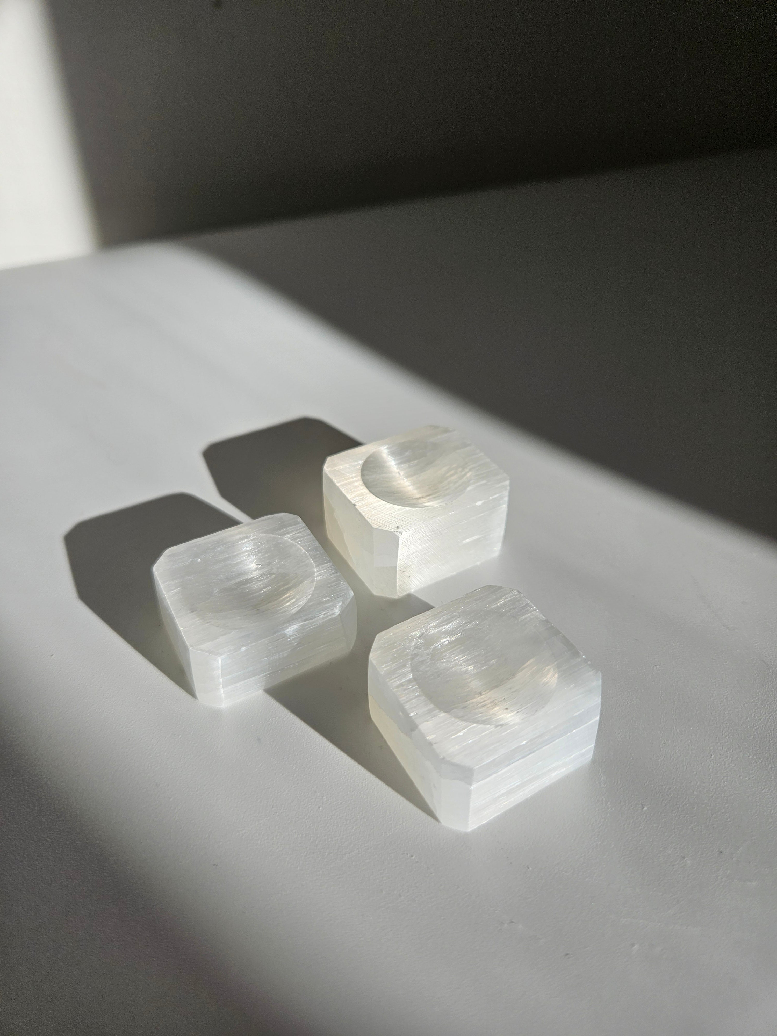 Selenite Square Sphere Stand