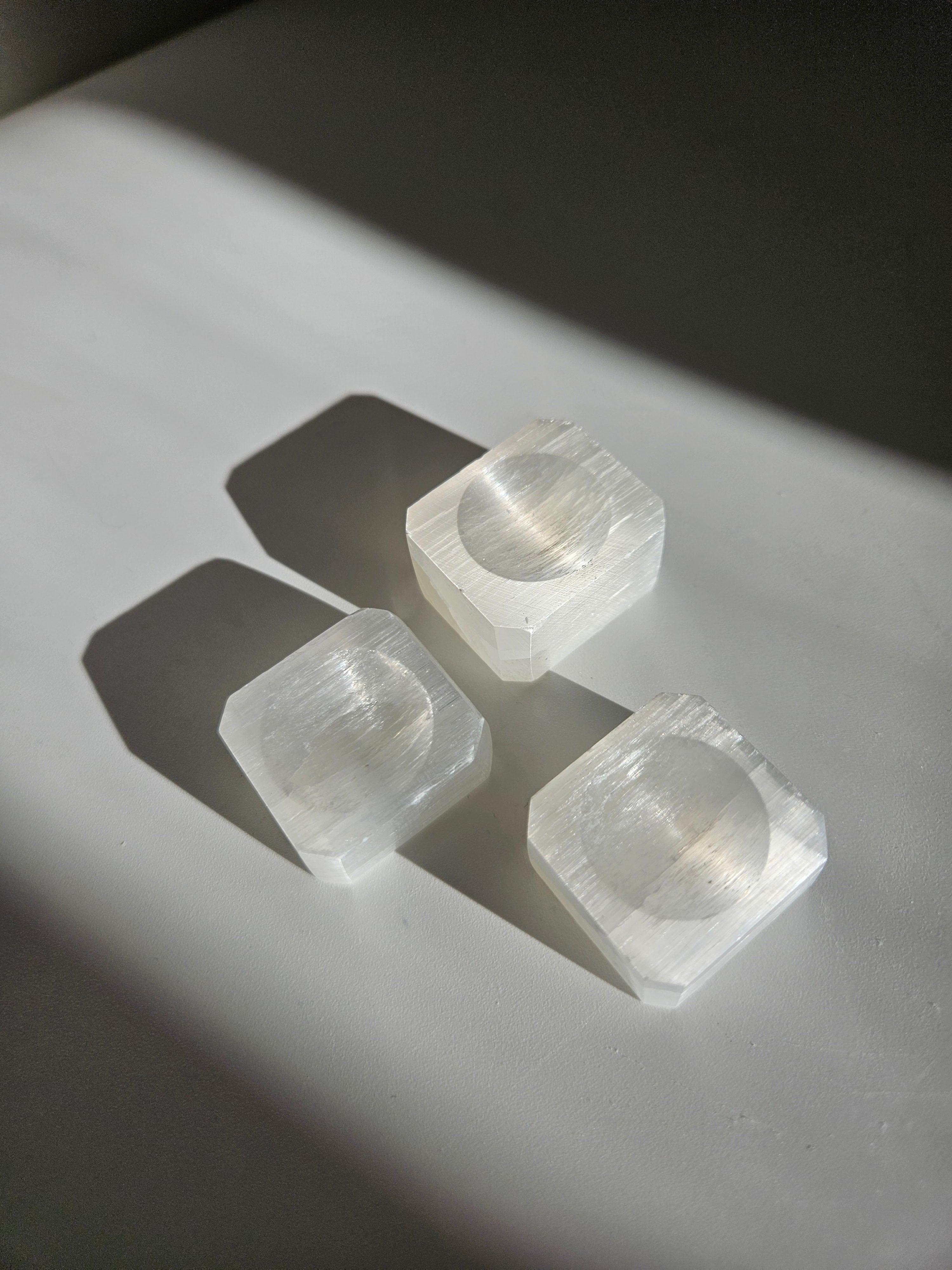 Selenite Square Sphere Stand