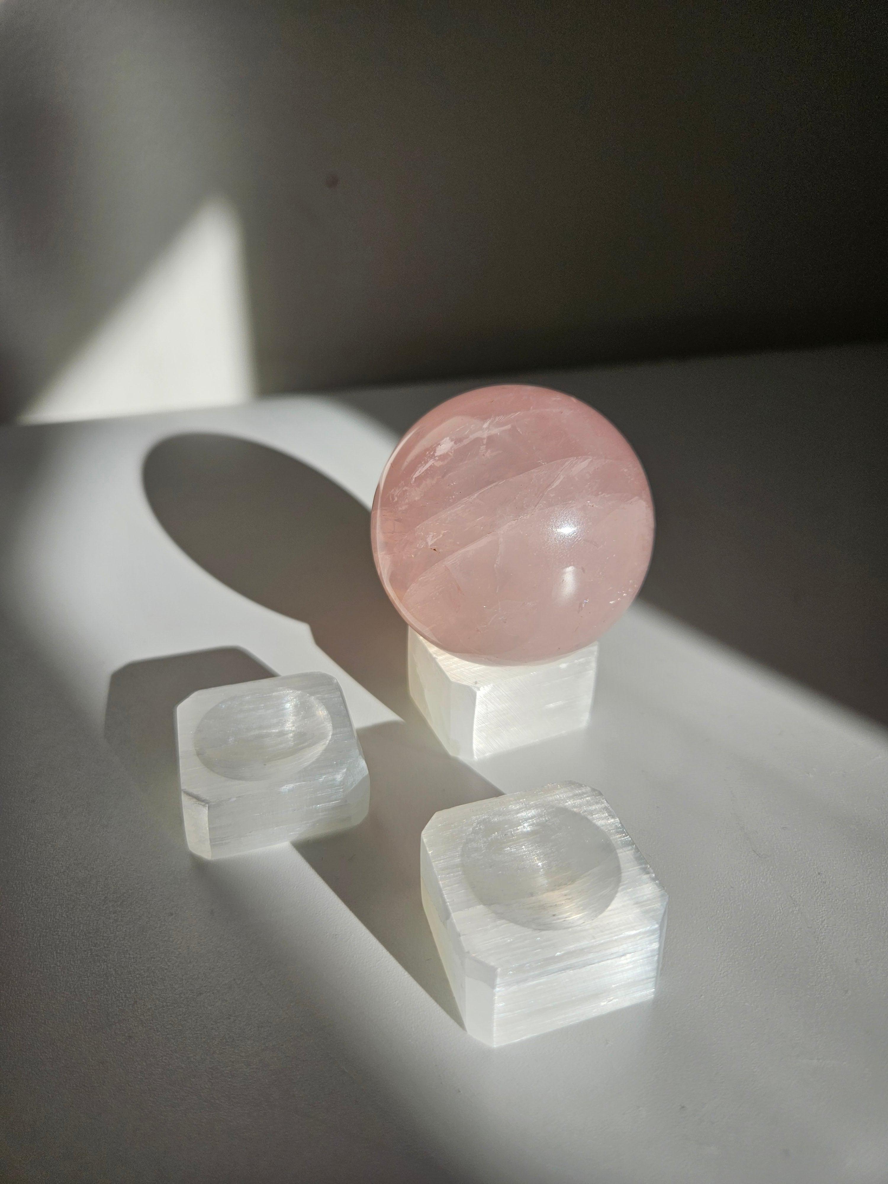 Selenite Square Sphere Stand