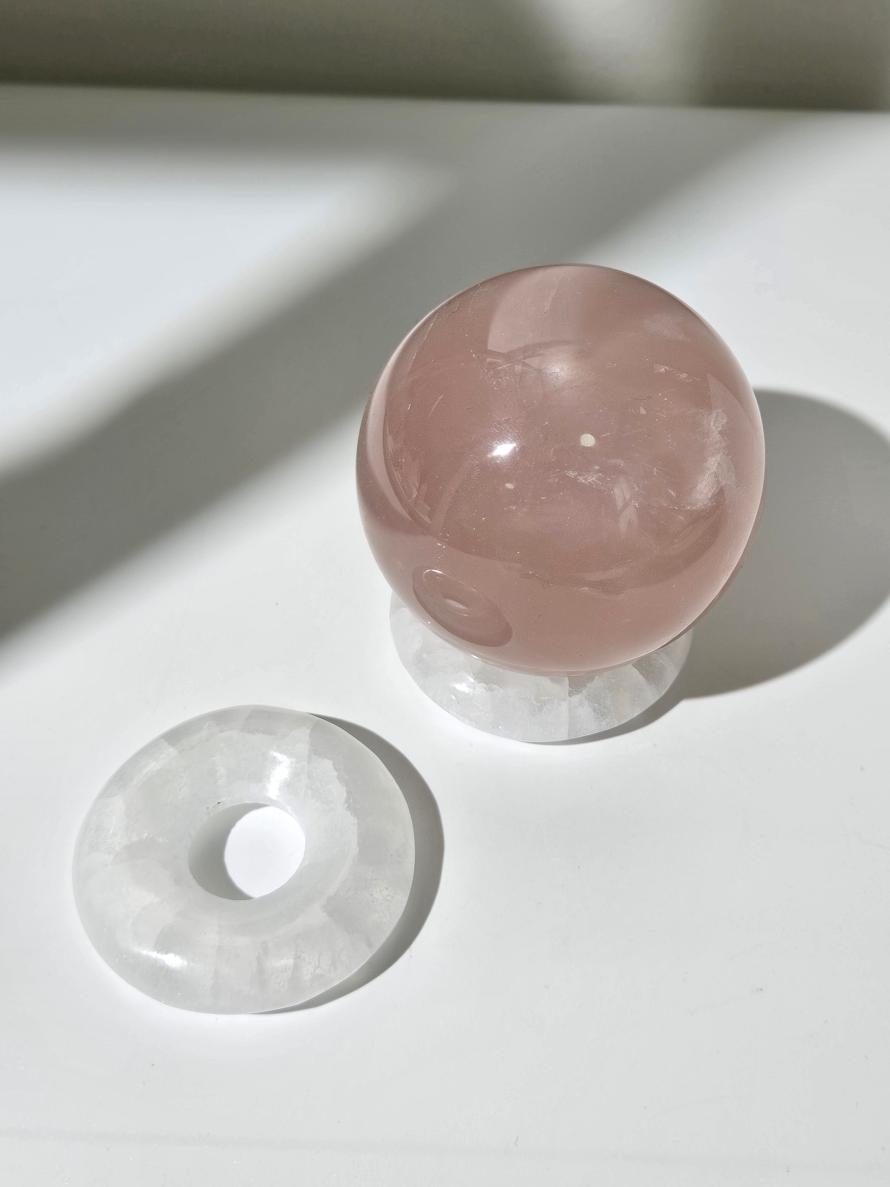 Selenite Donut Sphere Stand