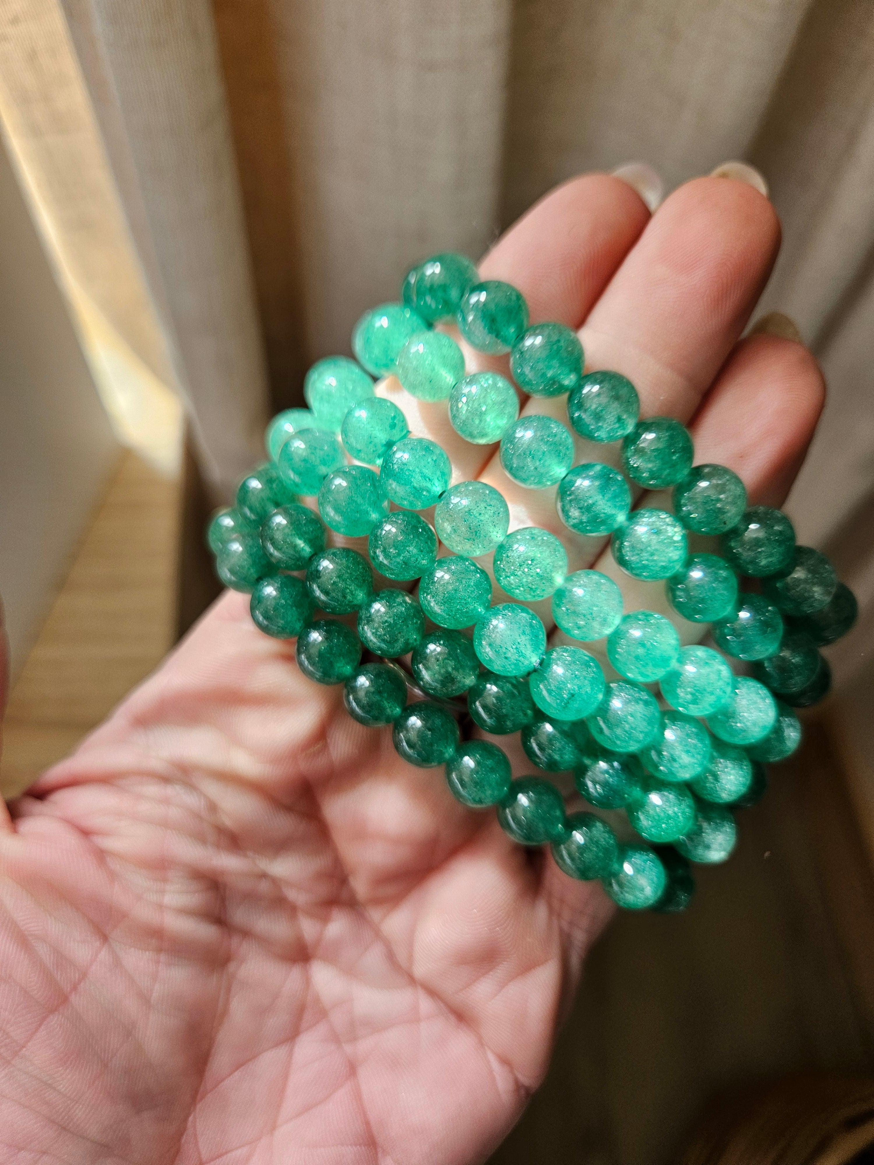 Dark Green Strawberry Quartz Bracelet | 8mm