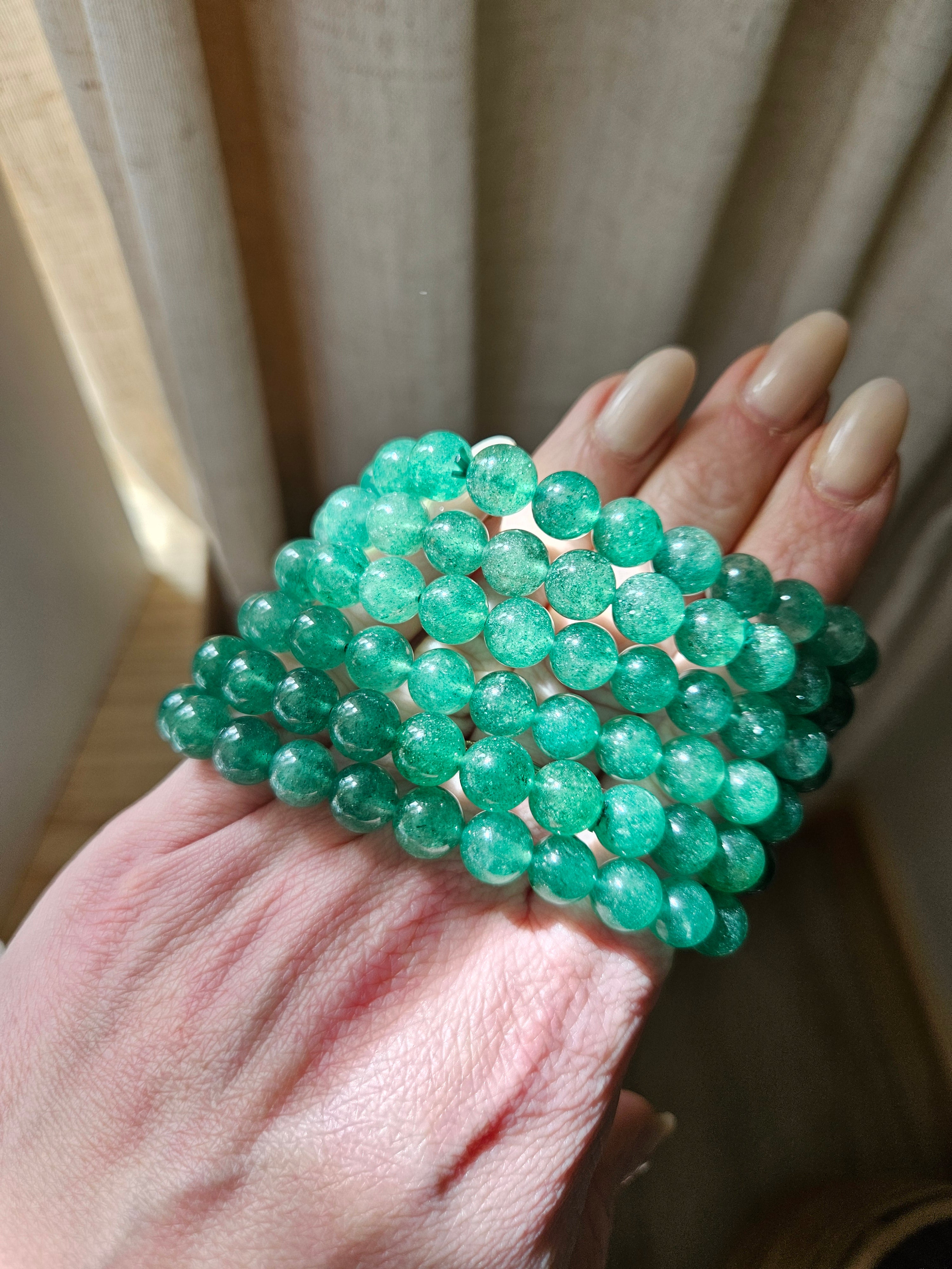 Dark Green Strawberry Quartz Bracelet 8mm