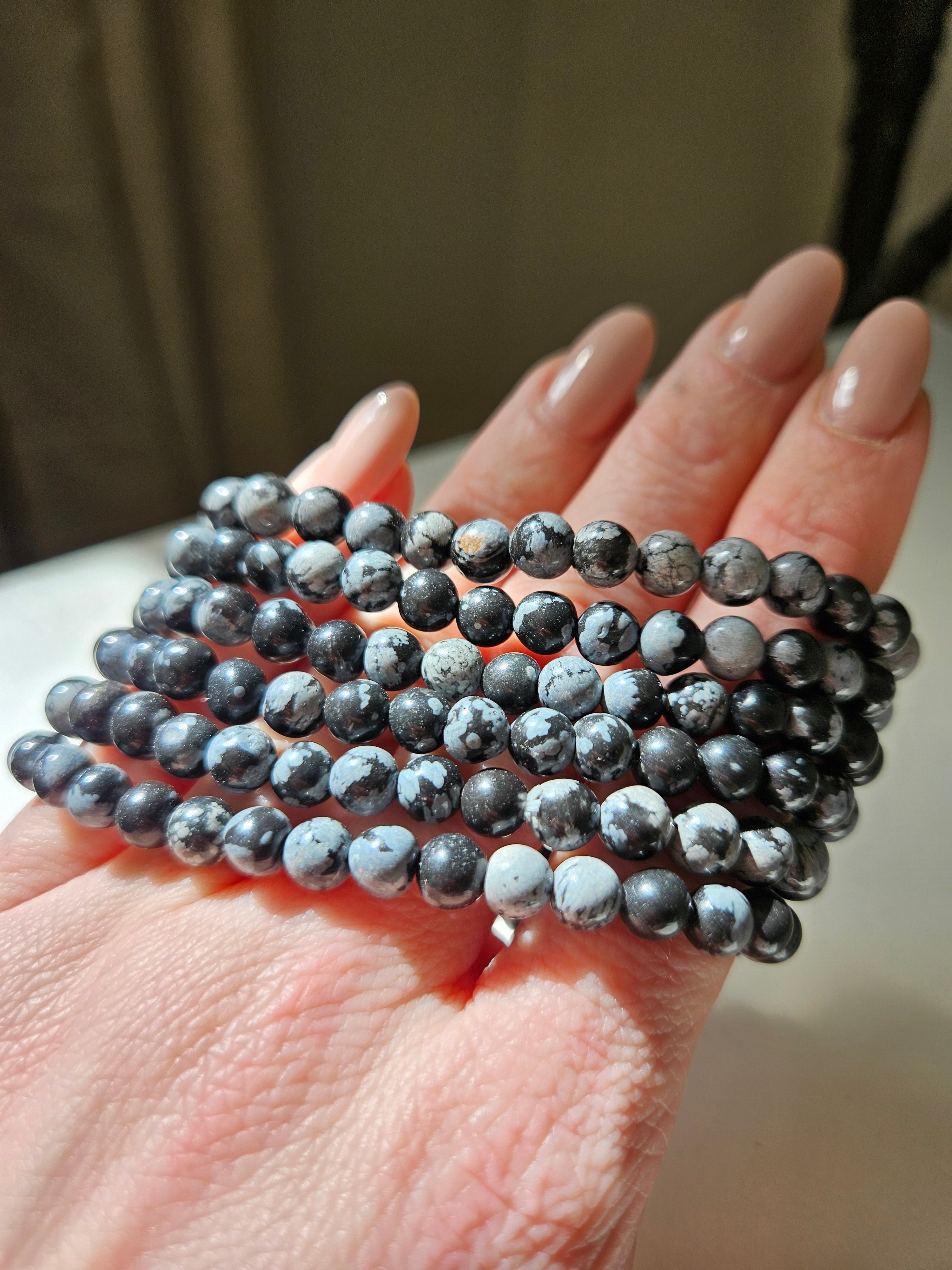 Snowflake Obsidian Bracelet | 6mm