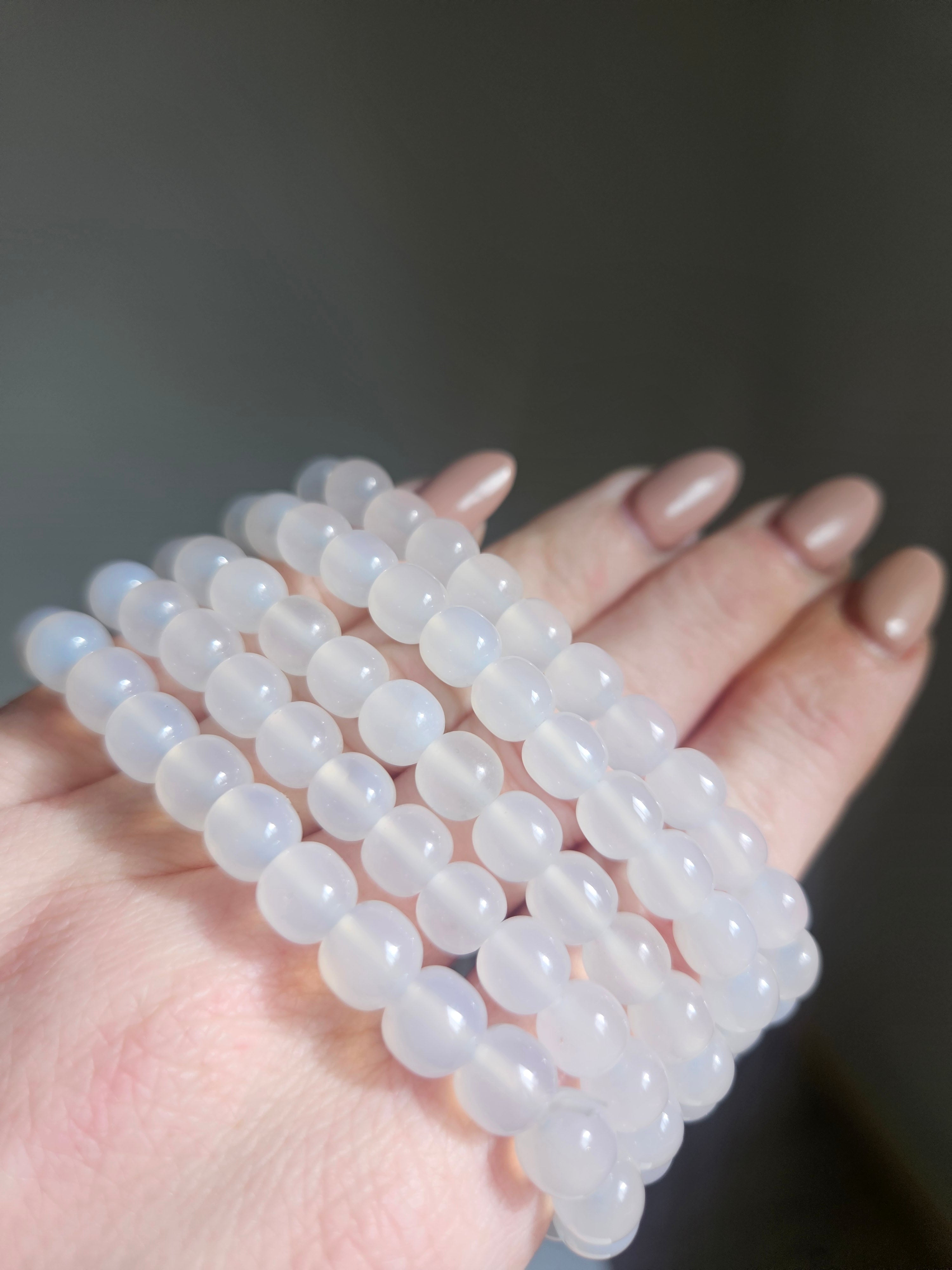 White Agate bracelet | 8mm
