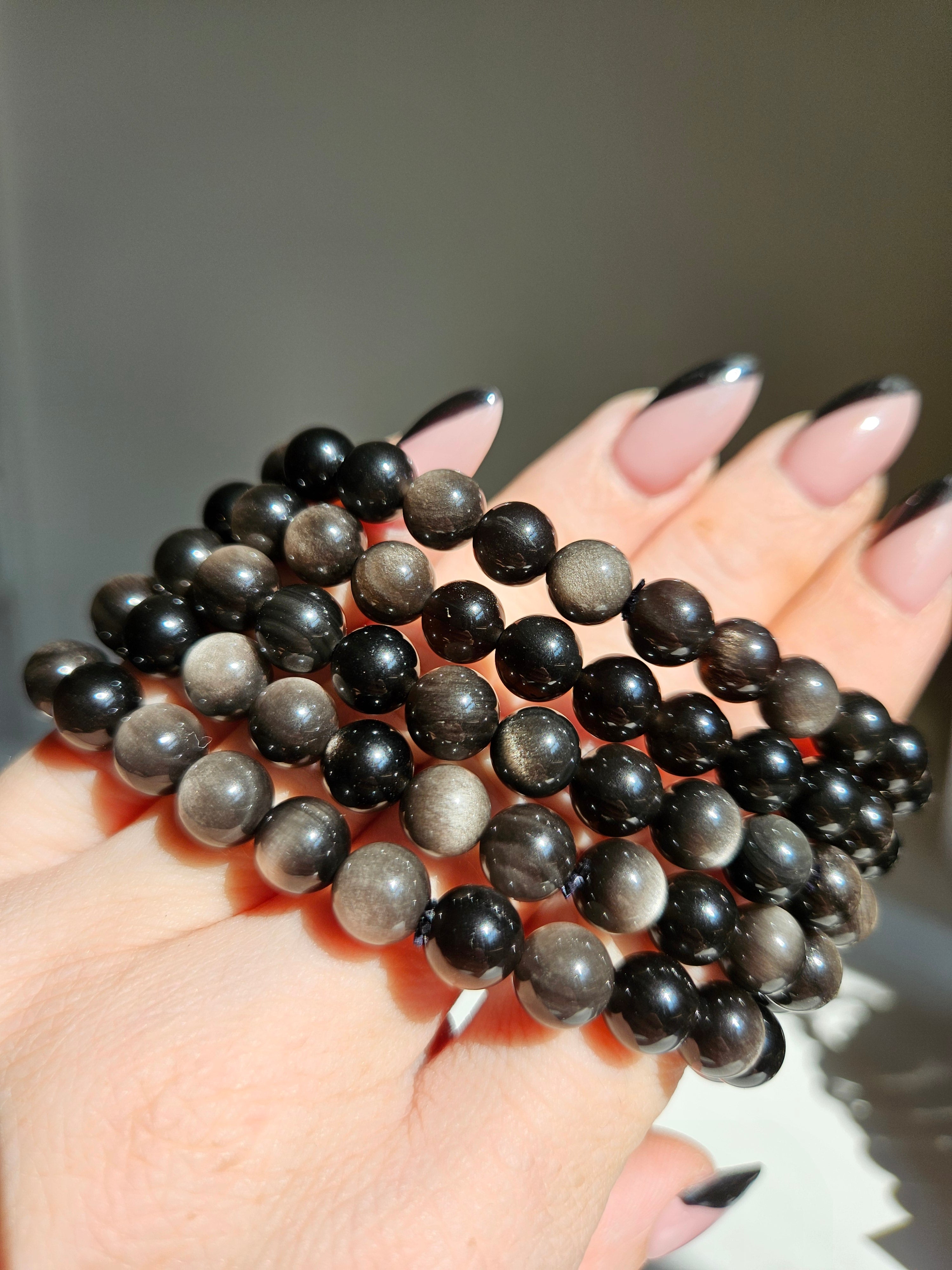Silver Obsidian Bracelet | 8mm