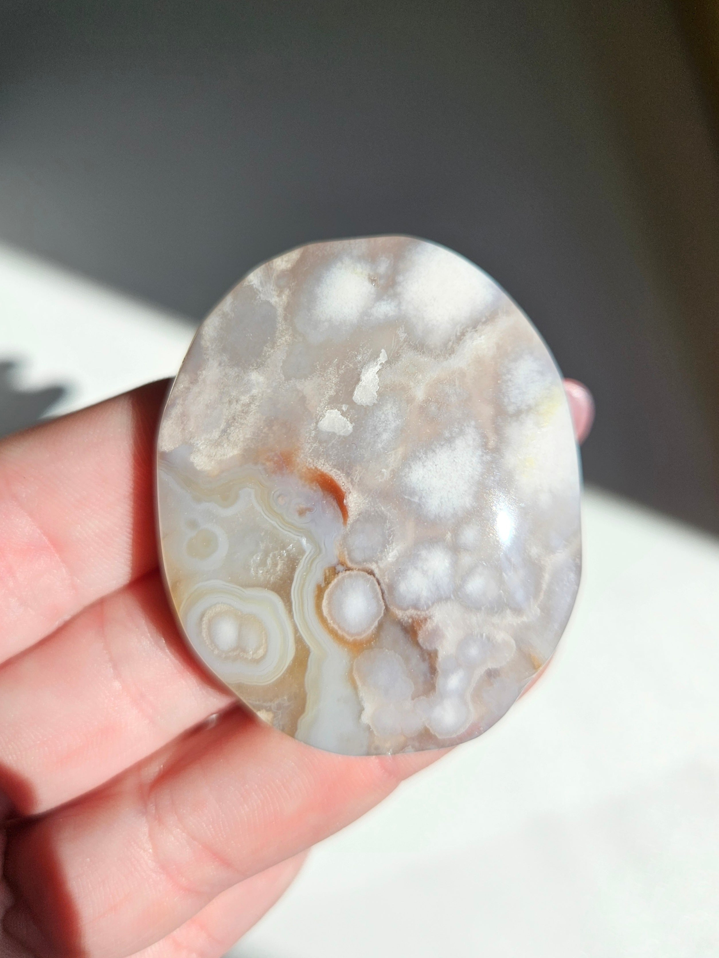 Flower Agate Palmstone 013