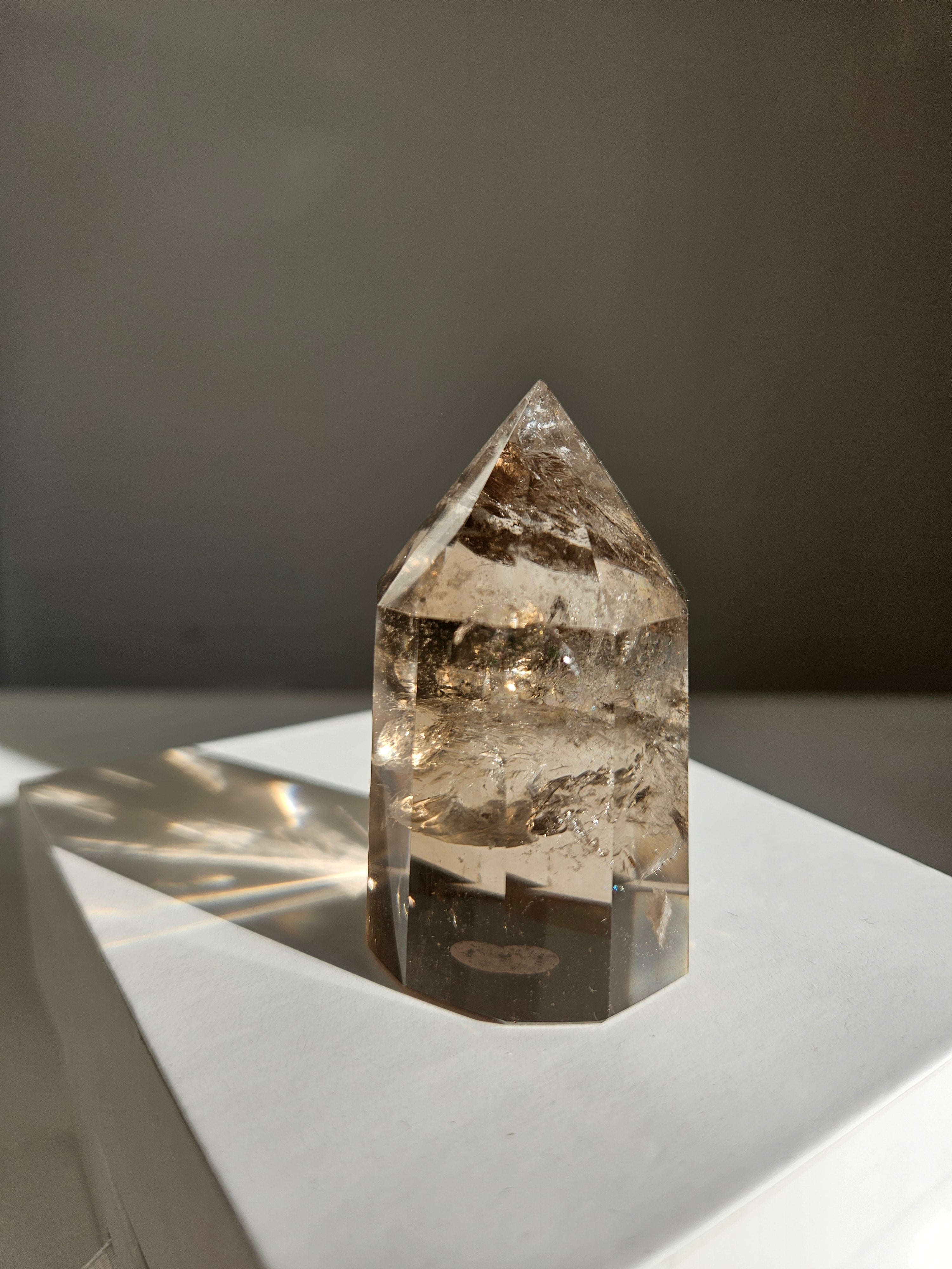 Faceted Smoky Quartz Tower 003