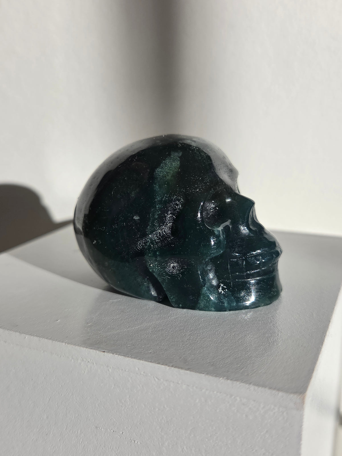 Moss Agate Skull 004