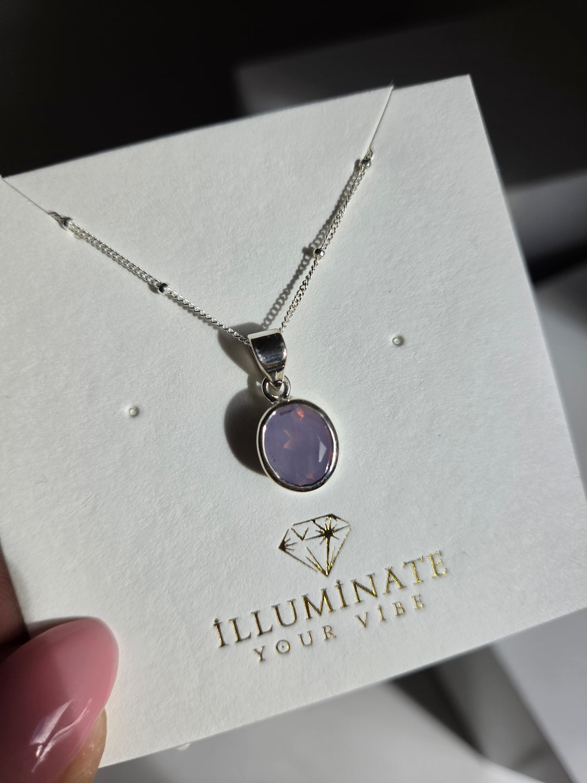 Lavender Quartz Silver Necklace 008