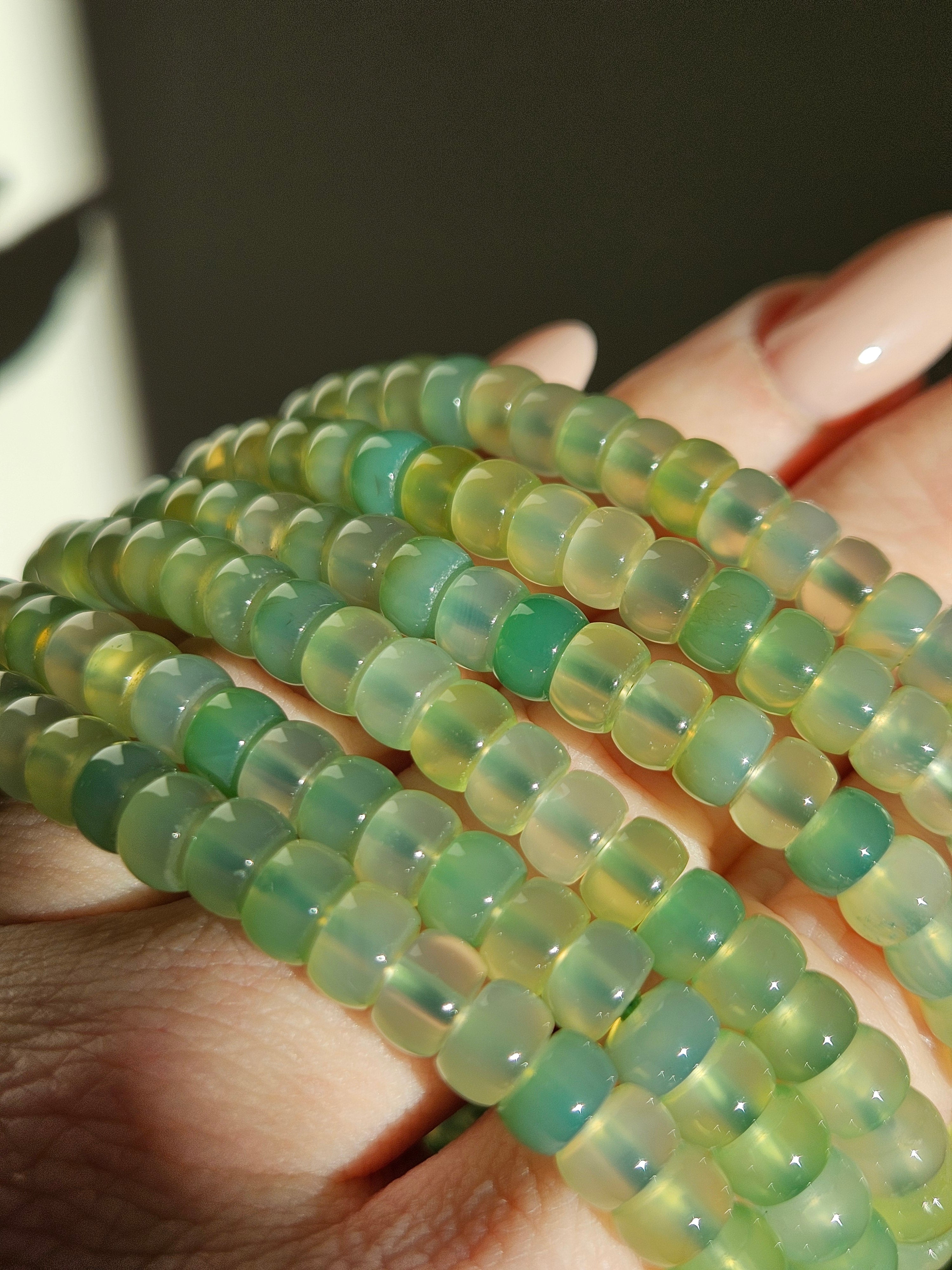 Green Agate Bracelet | donut beads